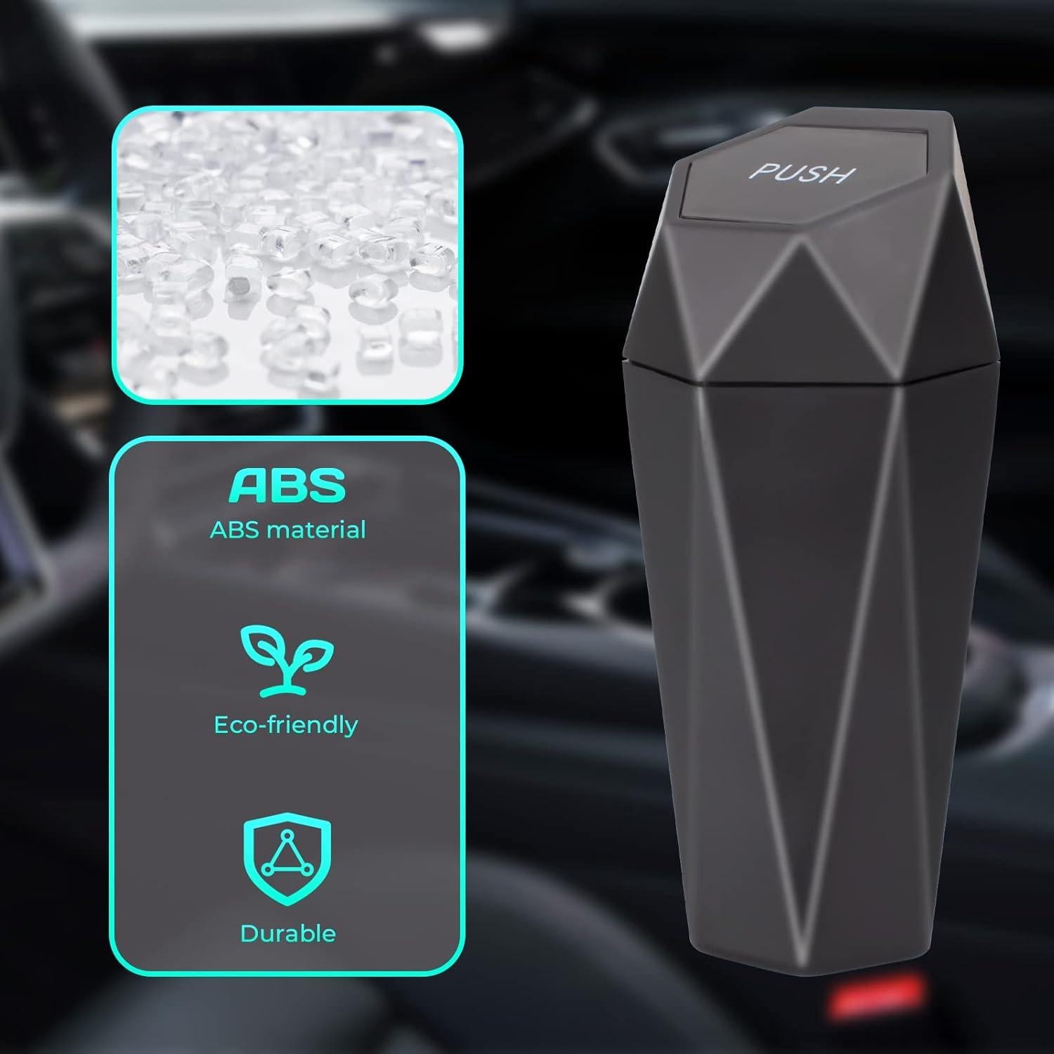 Basurero de Coche Tecfino Mini con Tapa - 2 Paquetes Negro