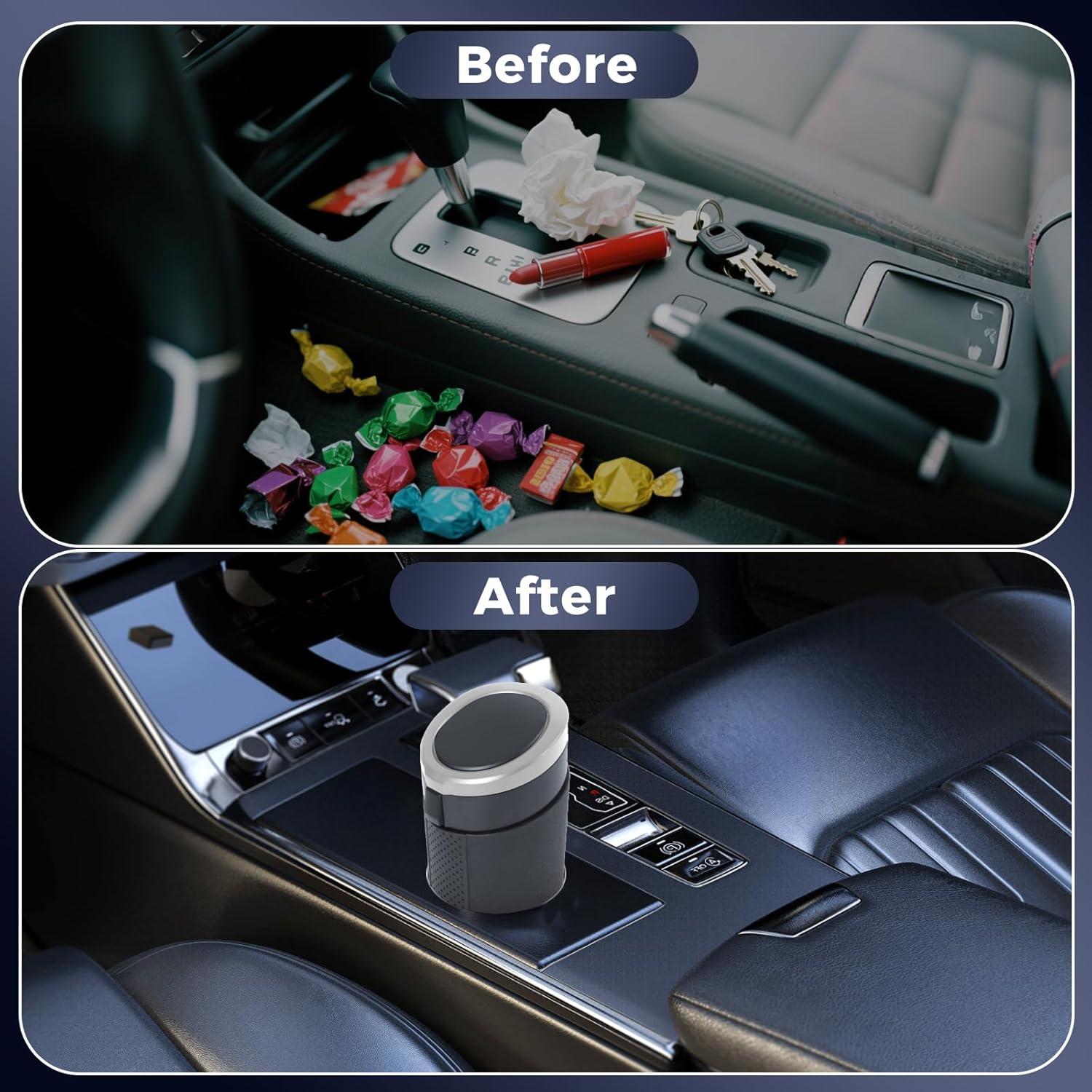 Basurero de Coche Keria Plata - Mini Organizador a Prueba de Fugas