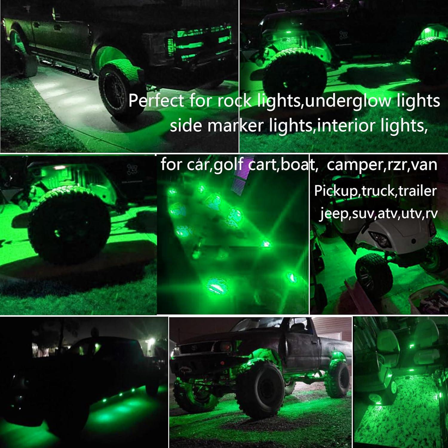 10 Luces de Tira LED Verde FZSSHYG para Vehículos 12V IP67