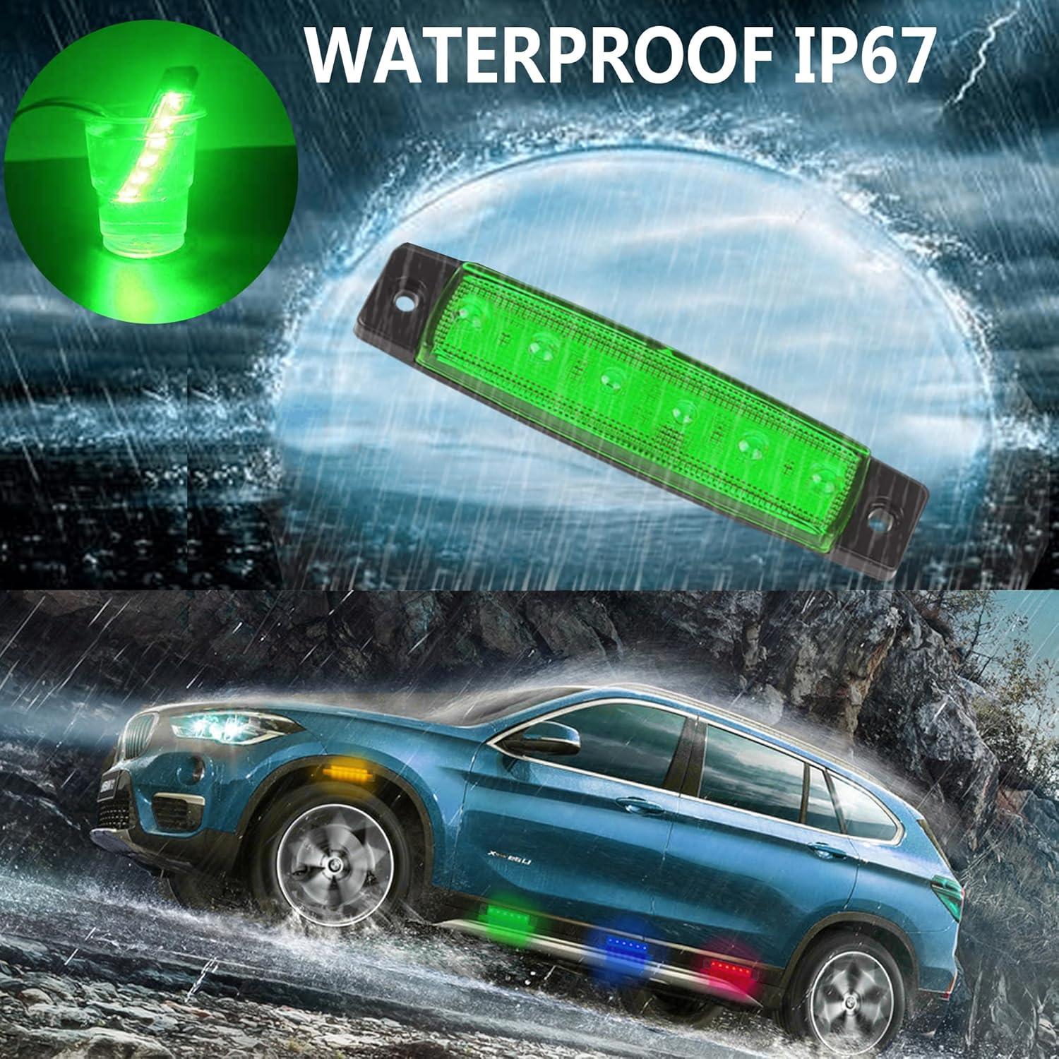 10 Luces de Tira LED Verde FZSSHYG para Vehículos 12V IP67