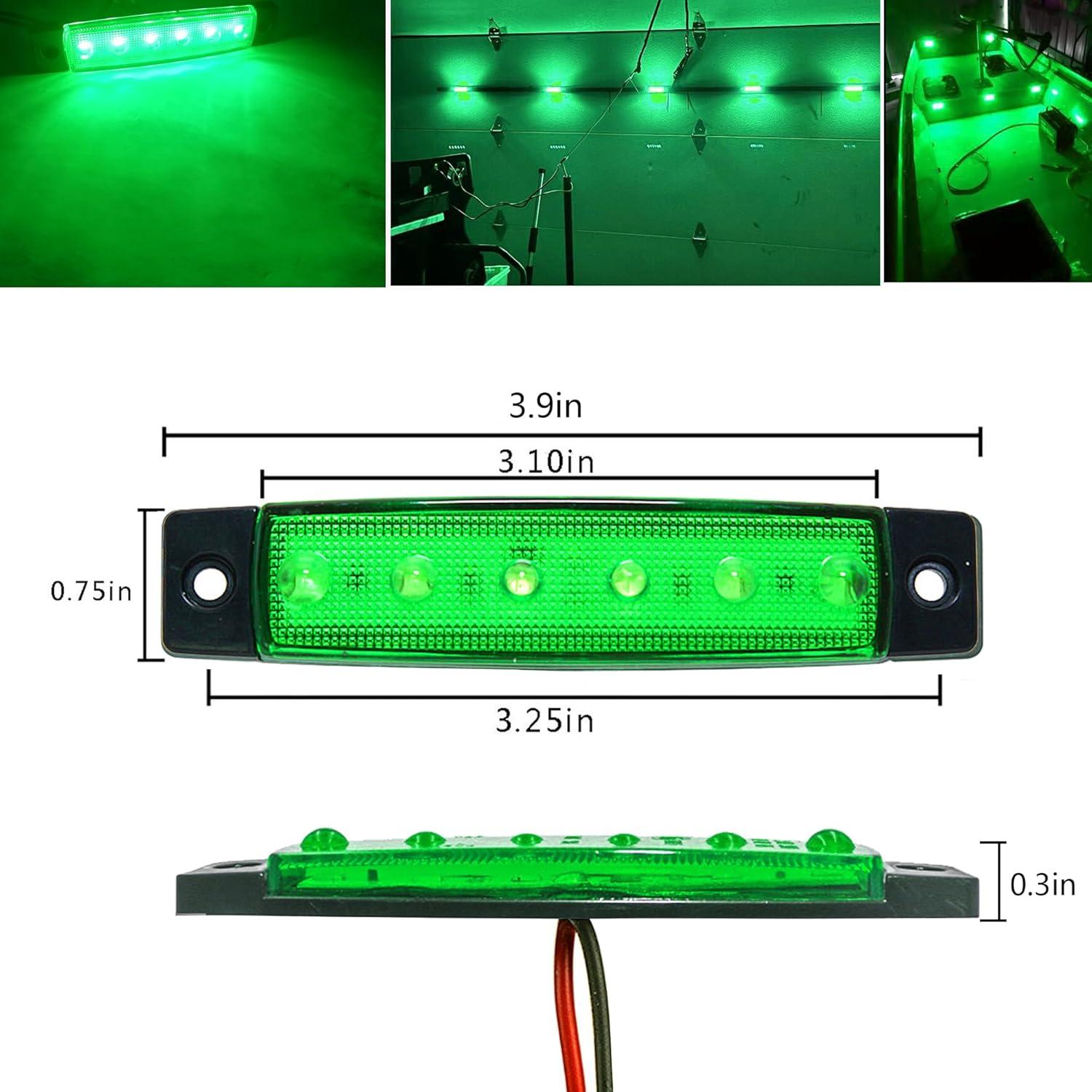 10 Luces de Tira LED Verde FZSSHYG para Vehículos 12V IP67