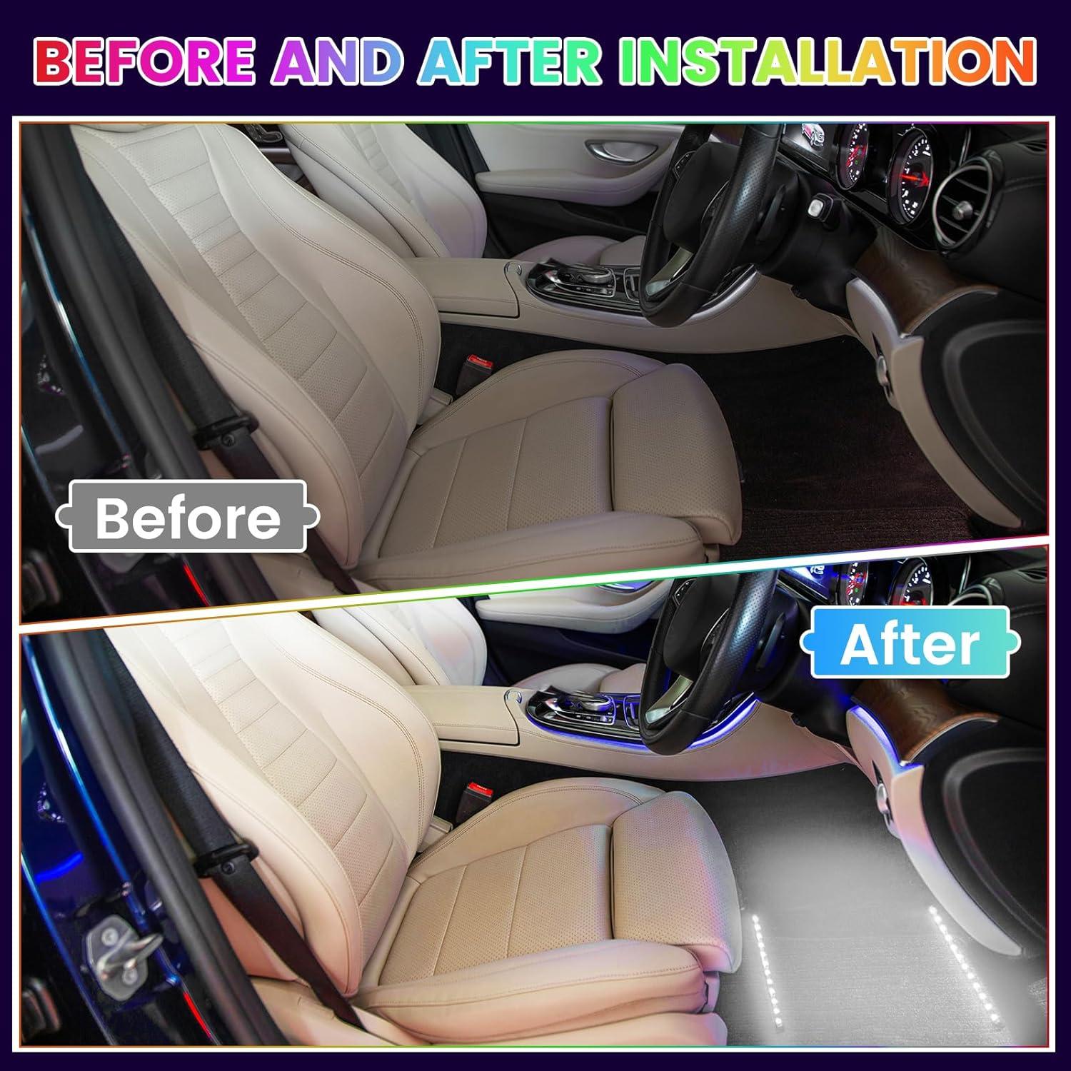 Kit de Luces LED Ambientales para Automóvil xuzi123 1.3m Blanco