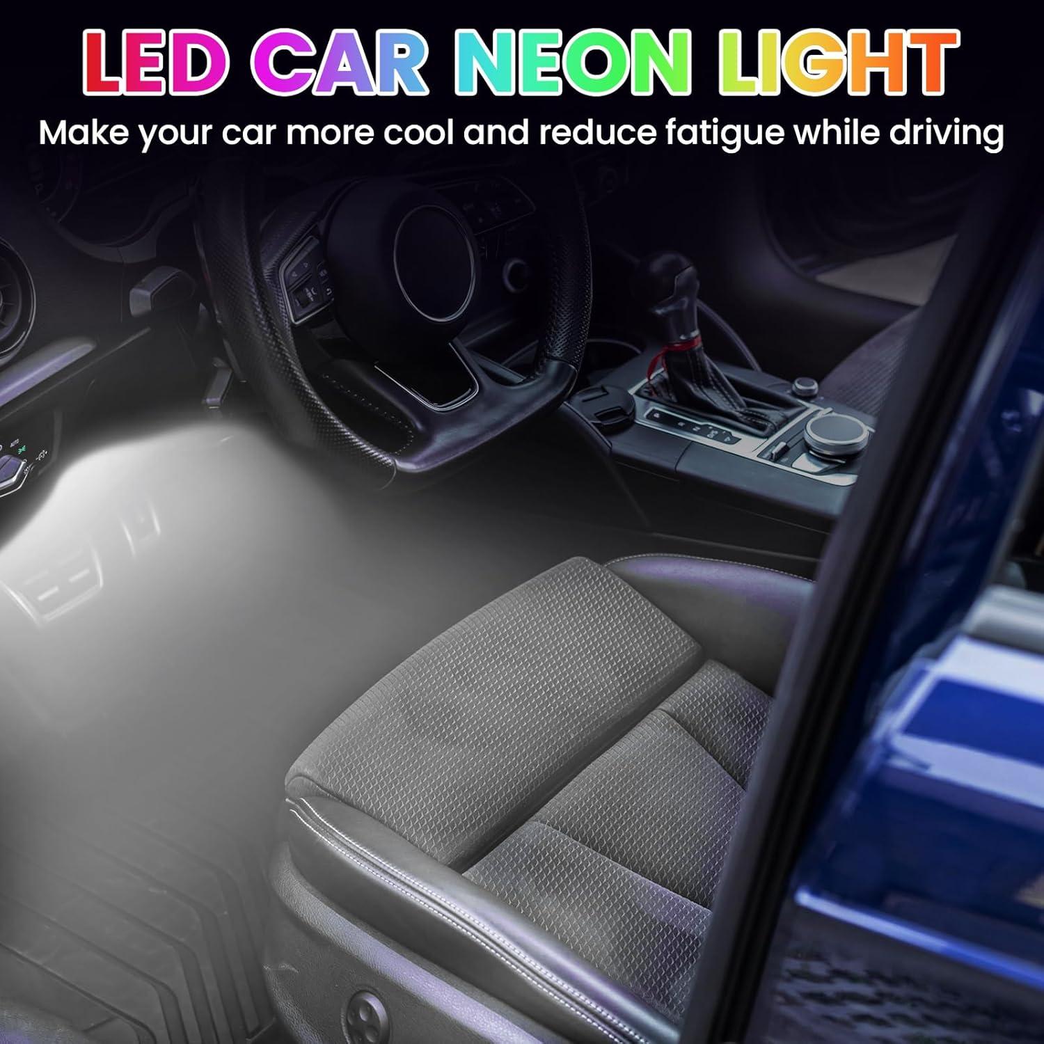 Kit de Luces LED Ambientales para Automóvil xuzi123 1.3m Blanco