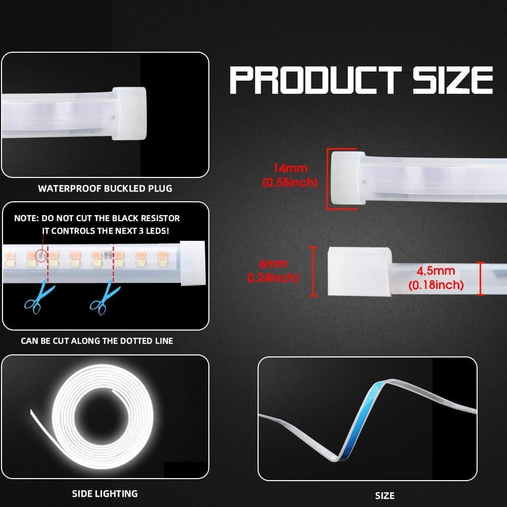 Tira de Luz LED de Maletero NHHEO 2m Azul Hielo Impermeable