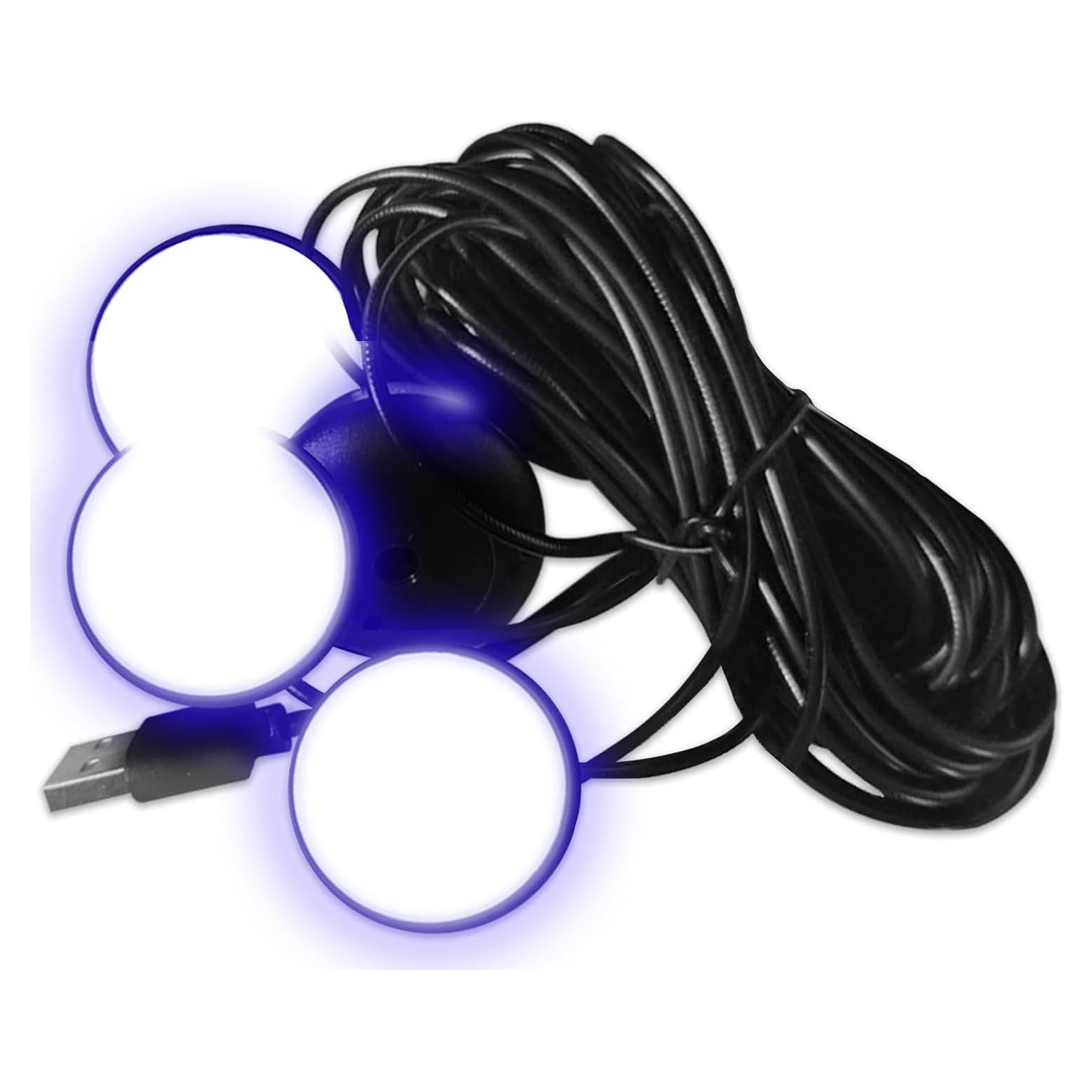 Luces LED para Interior de Auto Lyxheth Azul 4 en 1 USB