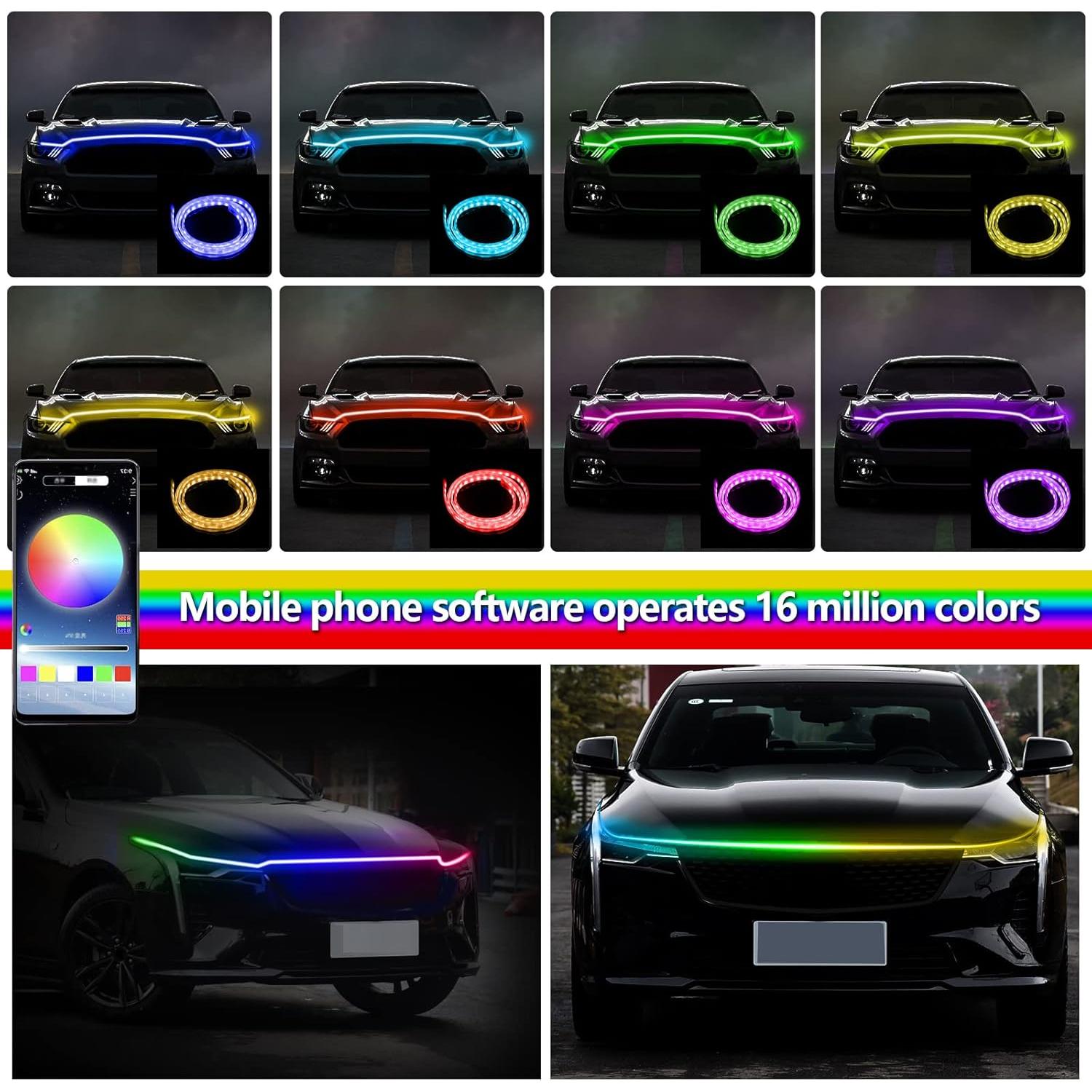 Tira de Luz LED Vooda 182cm Multicolor para Capó de Auto