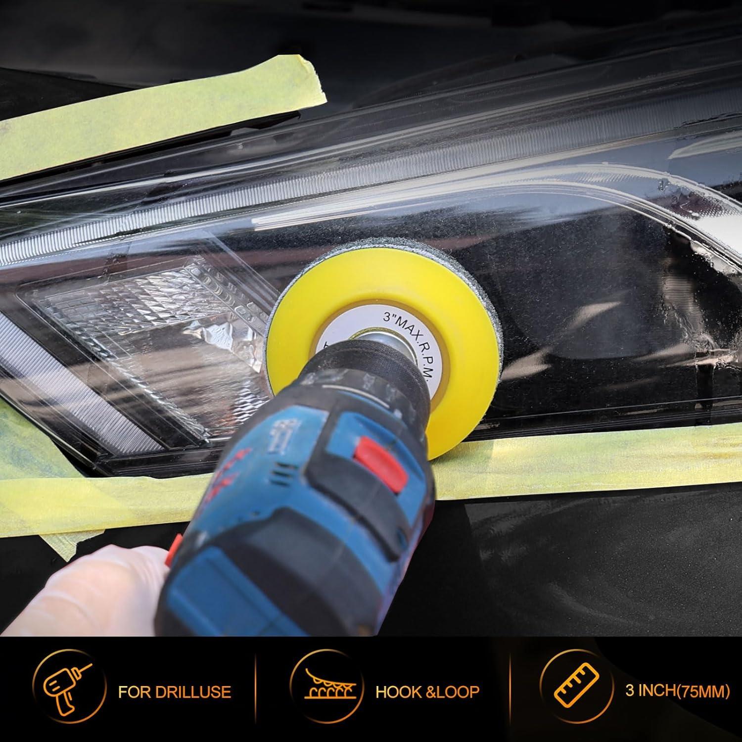 Kit de Restauración de Faros Poliwell 24 Piezas - 3 Pasos Fáciles