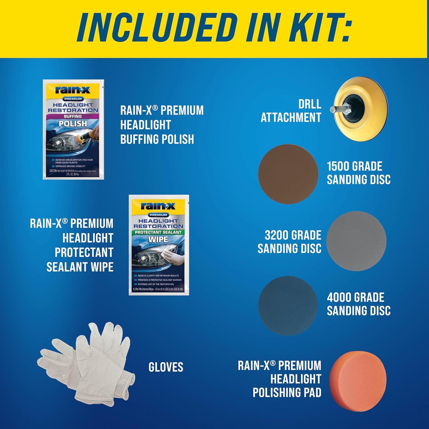 Kit de Restauración de Faros Rain-X 610153 - Limpiador y Pulidor