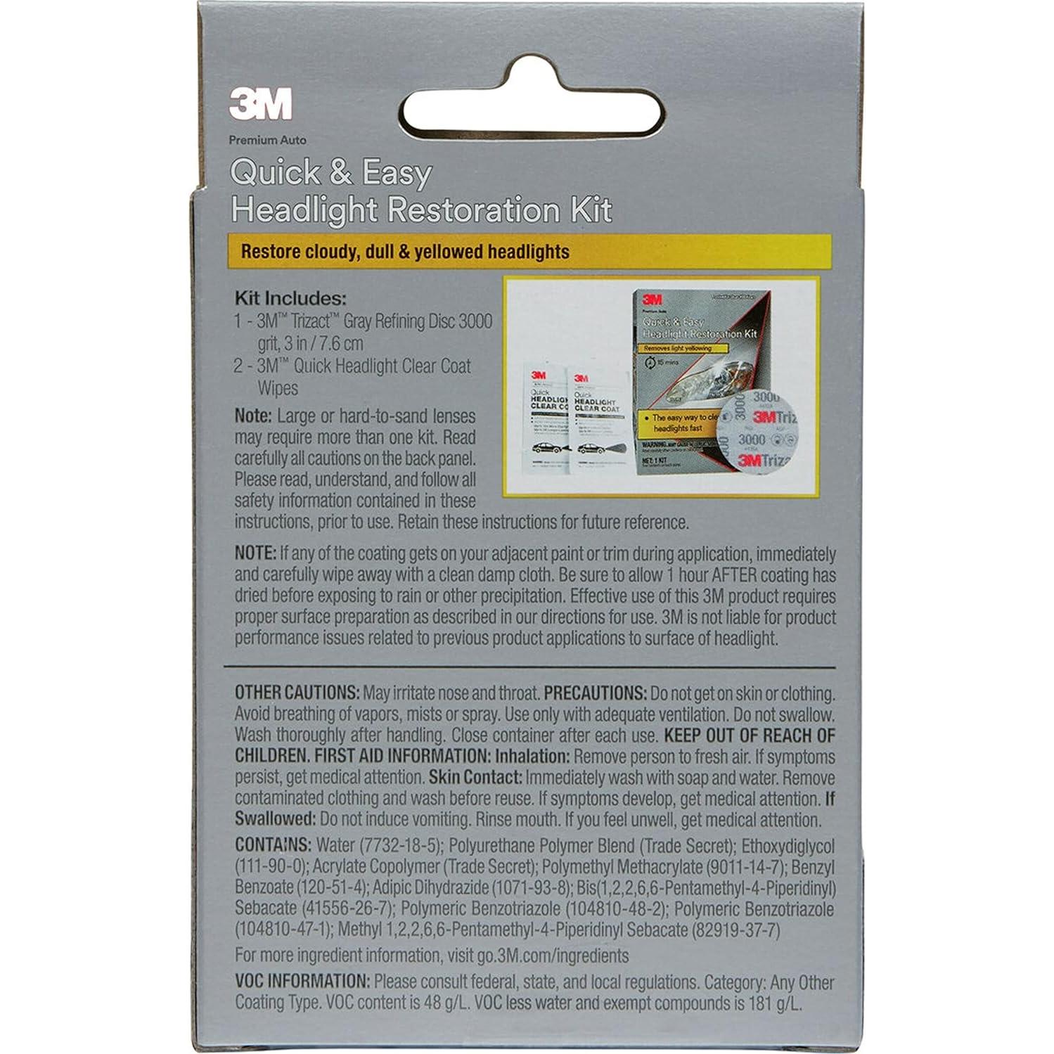 Kit de Restauración de Faros 3M 39193, Elimina Amarillento en 15 Min