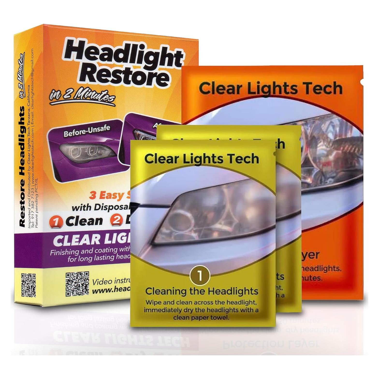 Kit de Restauración de Faros Clear Lights Tech RH1 - 3 Toallitas