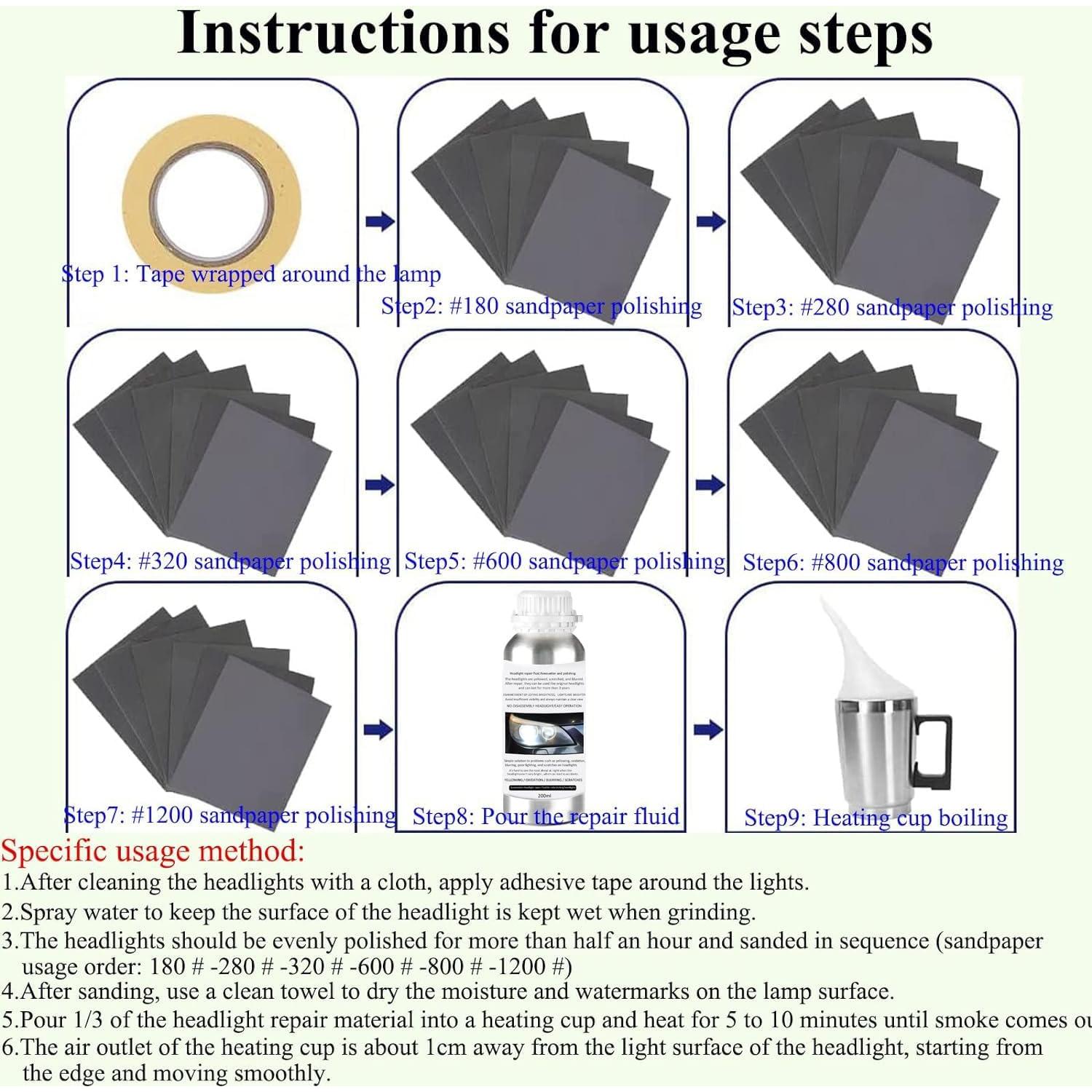 Kit de Restauración de Faros VCTSELITY con 200ml de Líquido