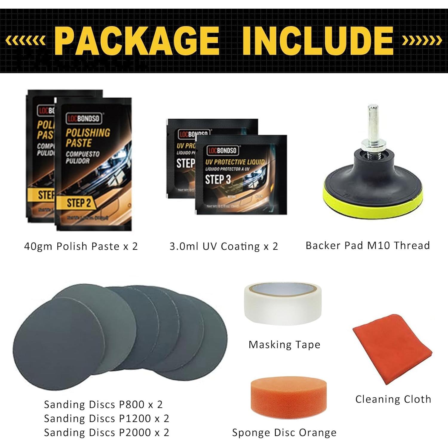 Kit Restauración de Faros LOCBONDSO 230g - Pulido y Protección