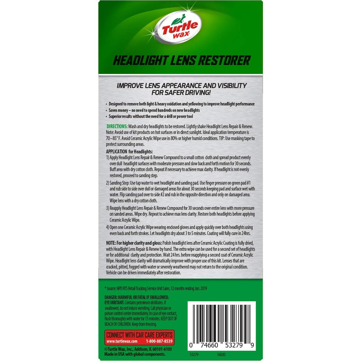 Kit de Restauración de Lentes de Faros Turtle Wax 53435 59 ml