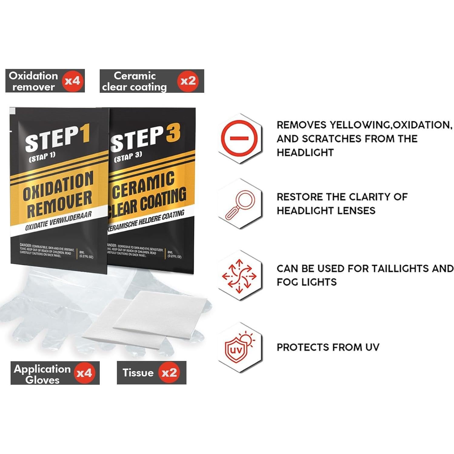 Kit de Restauración de Faros Qarroxi QX-2 - 2 Pasos