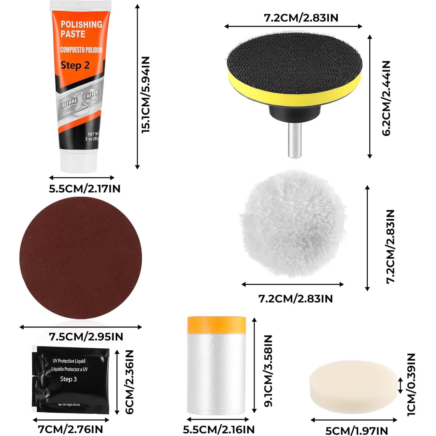 Kit de Restauración de Faros ISINFLASH - 3 Pasos para Lentes Claros