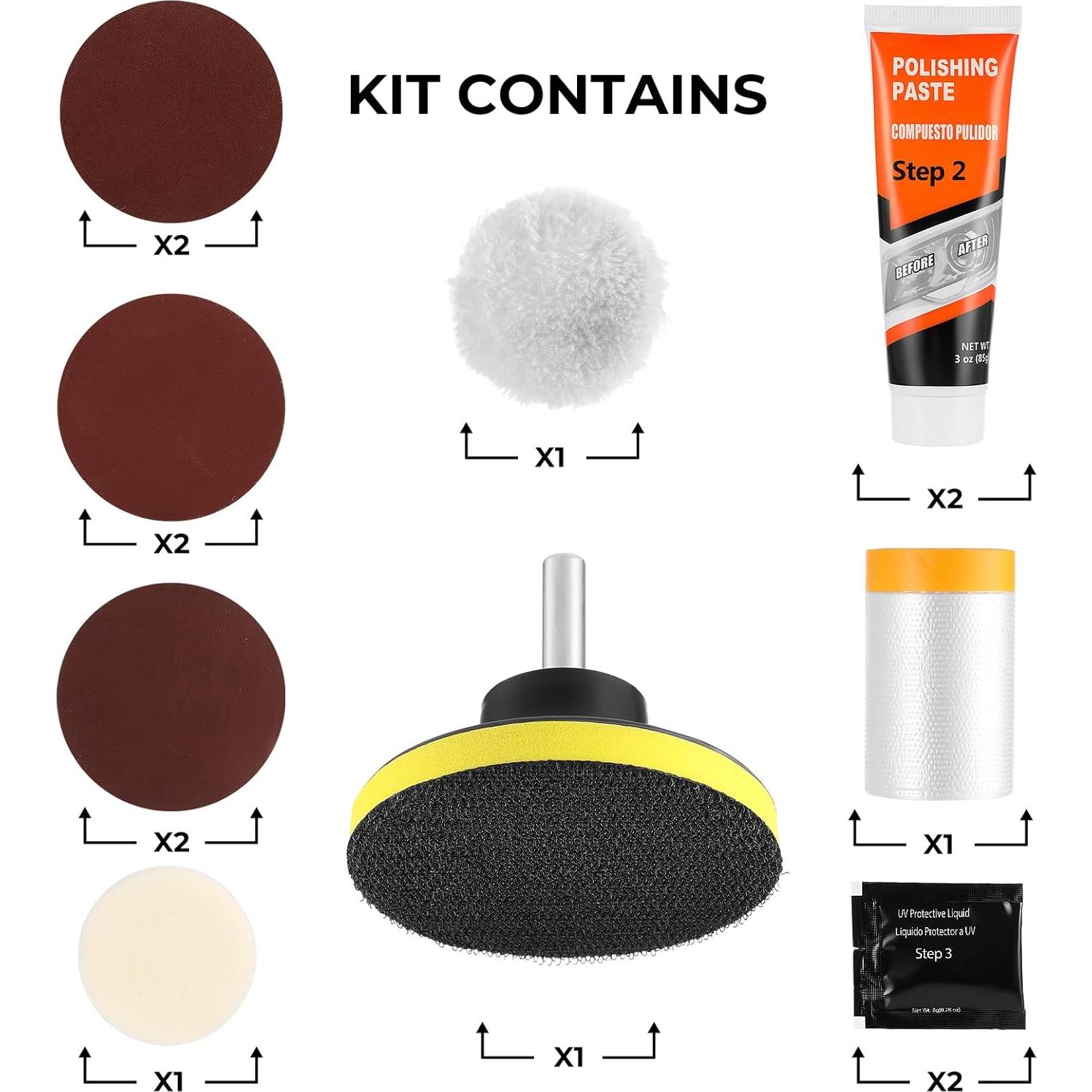 Kit de Restauración de Faros ISINFLASH - 3 Pasos para Lentes Claros