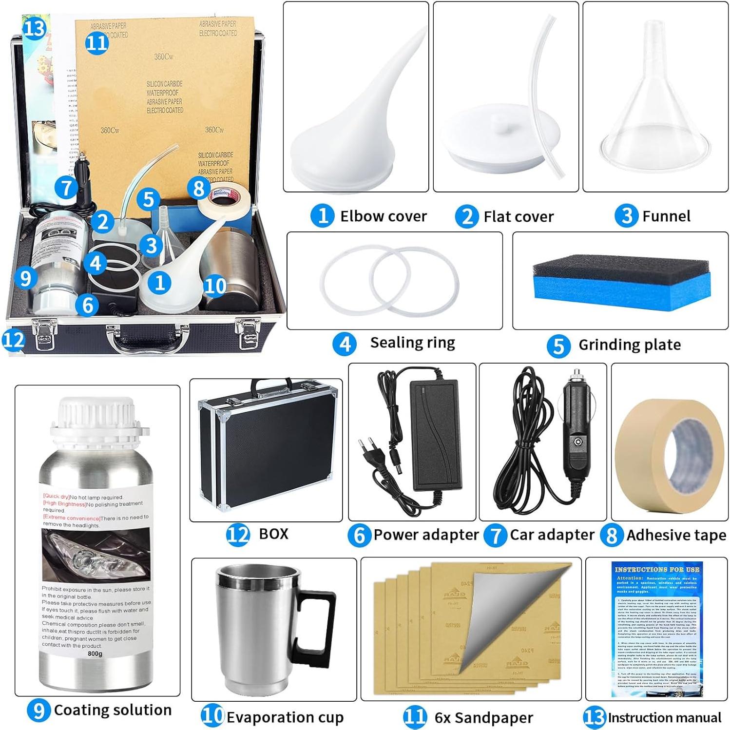 Kit de Restauración de Faros HYHJMISTY 800g - Elimina Amarillamiento y Rasguños