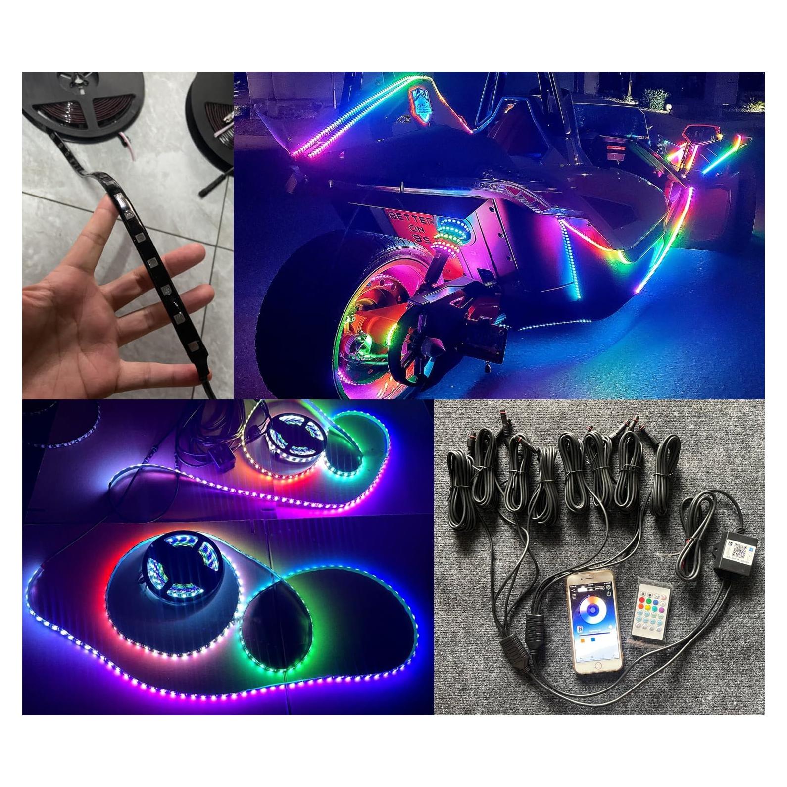 Tiras de Luz LED RGB Ydzwavui 8PCS 1.2m para Polaris Slingshot