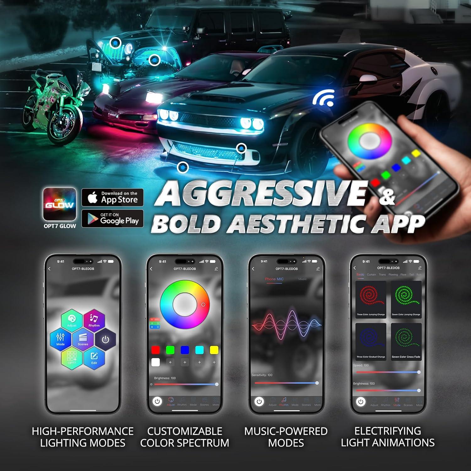 Luces Halo OPT7 Aura Pro para Dodge Challenger 2008-2023 RGB