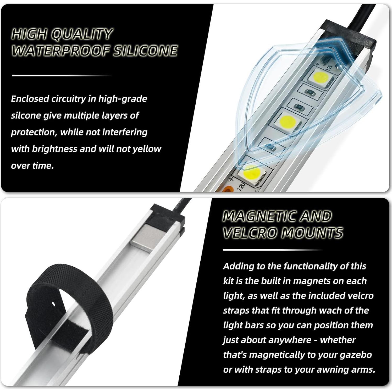 Kit de Barra de Luz LED 12V TopAutoGear 5 Pcs Dimmable IP67