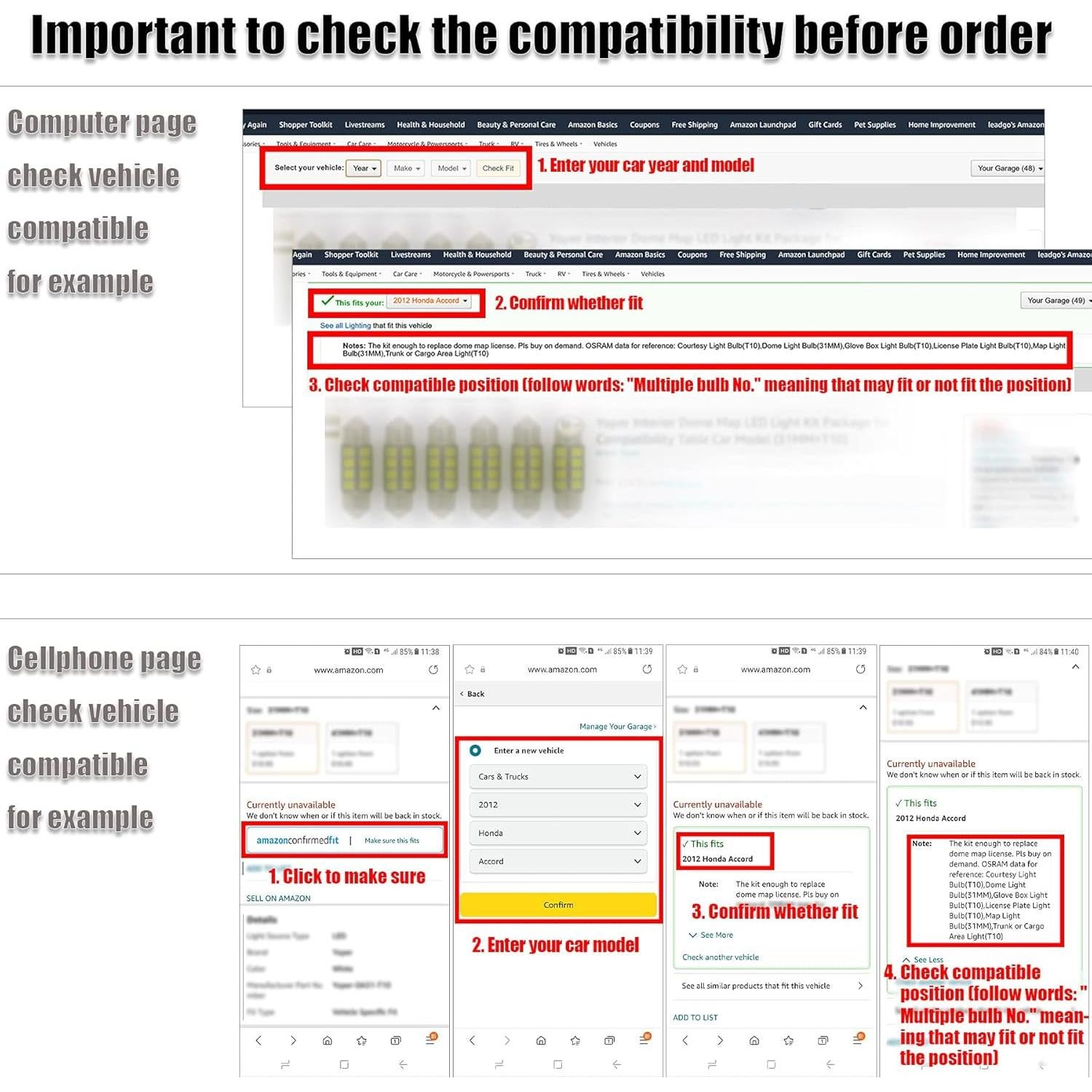 Kit de Bombillas LED Yoper 32 Piezas Luz Interior Automóvil