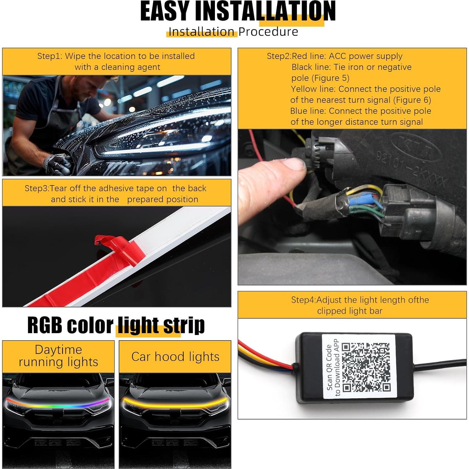 DREAMIZER Tira LED 71" RGB Impermeable para Automóviles