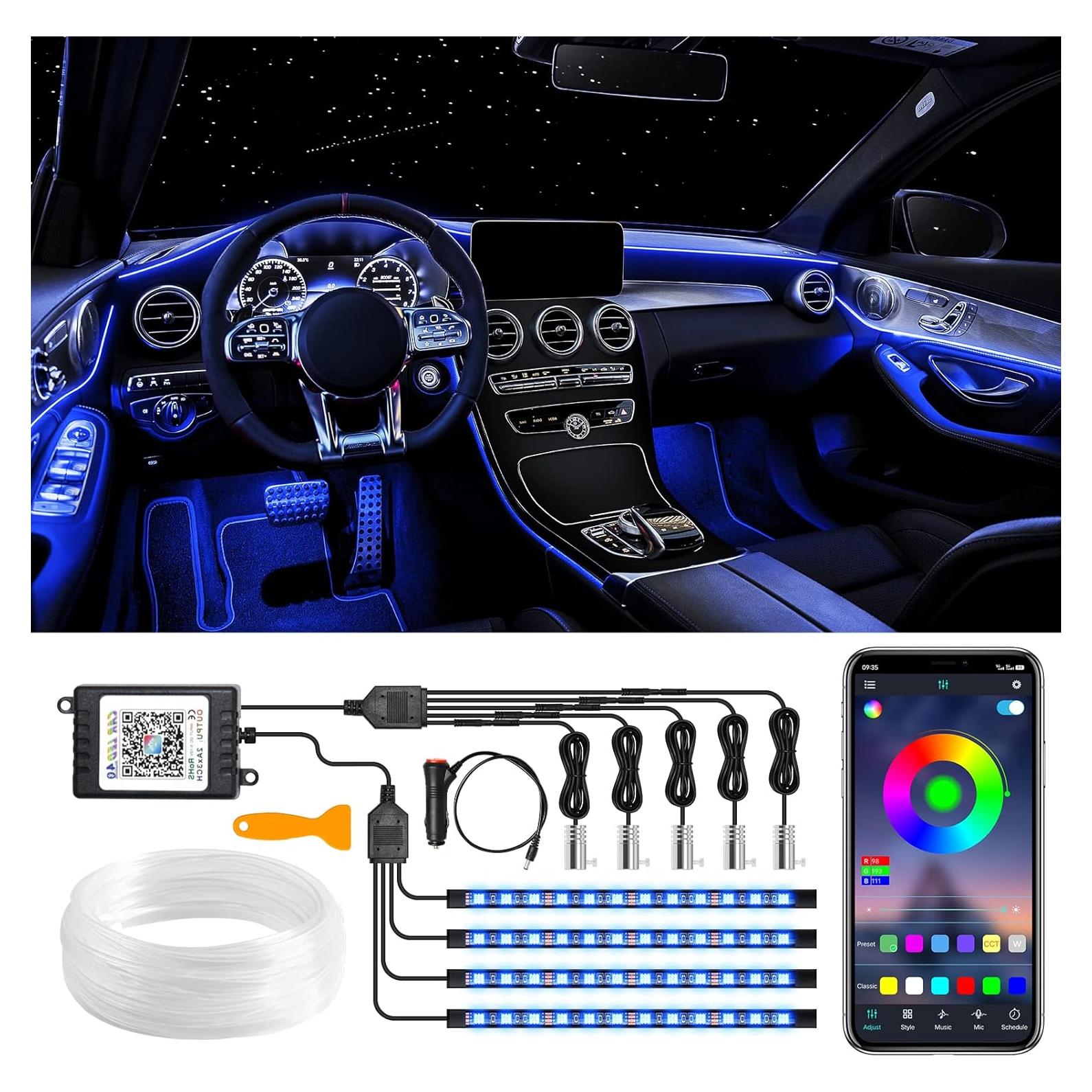 Luces LED de tira FICOLPO D-9 en 1 RGB para coche 12V