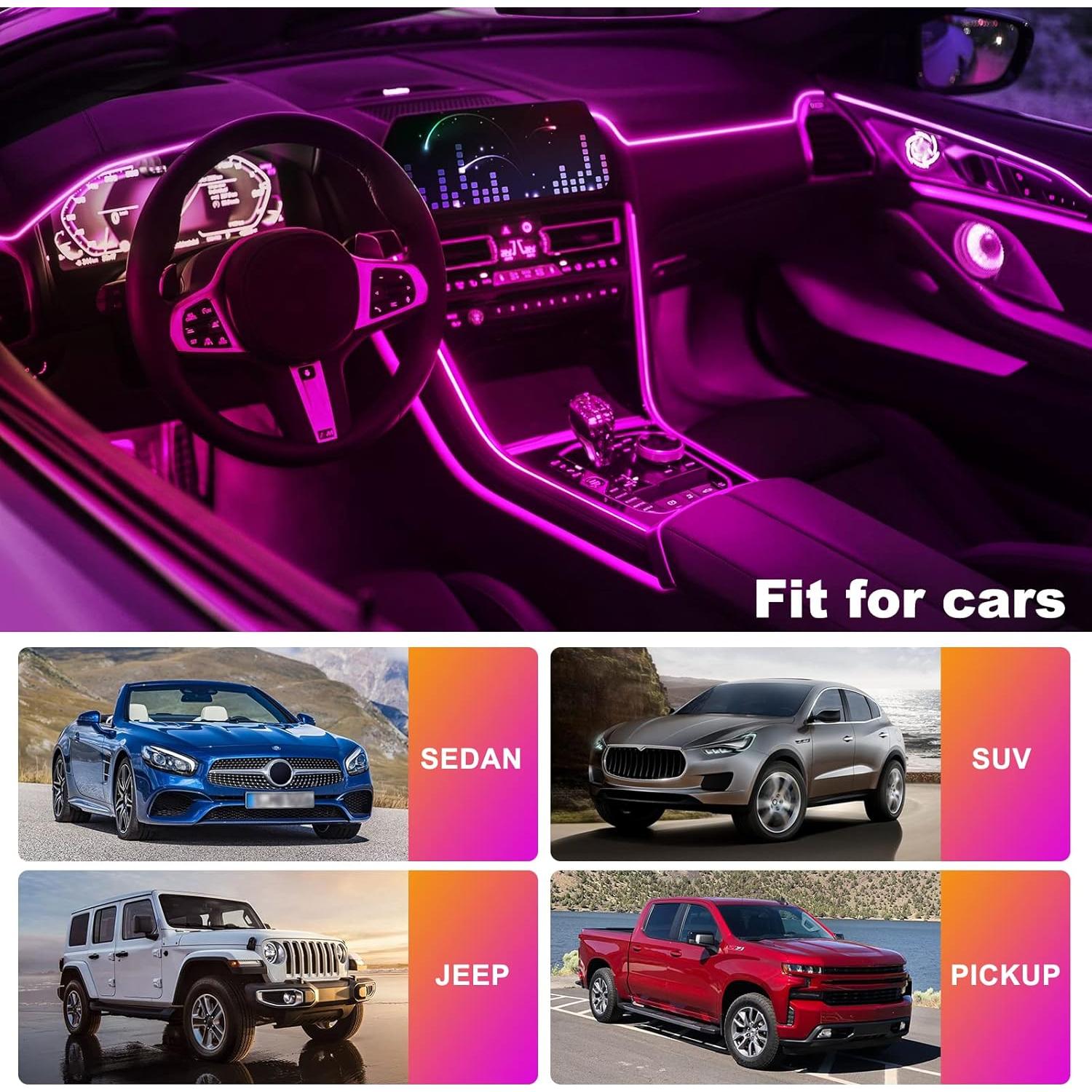 Luces LED de tira FICOLPO D-9 en 1 RGB para coche 12V