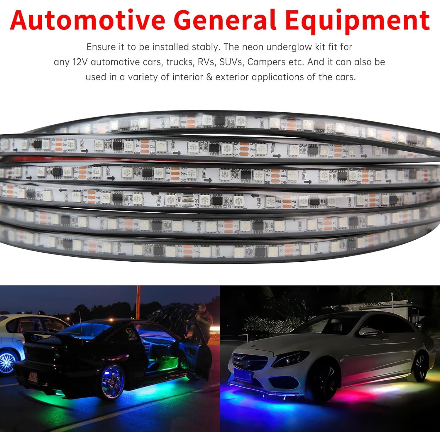 Luces LED Underglow DREAMIZER, 6 Tiras RGB 12V Impermeables