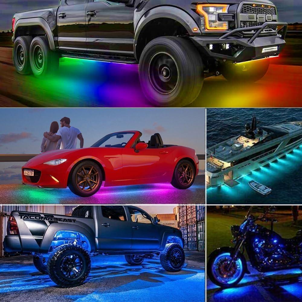 Luces LED Underglow DREAMIZER, 6 Tiras RGB 12V Impermeables