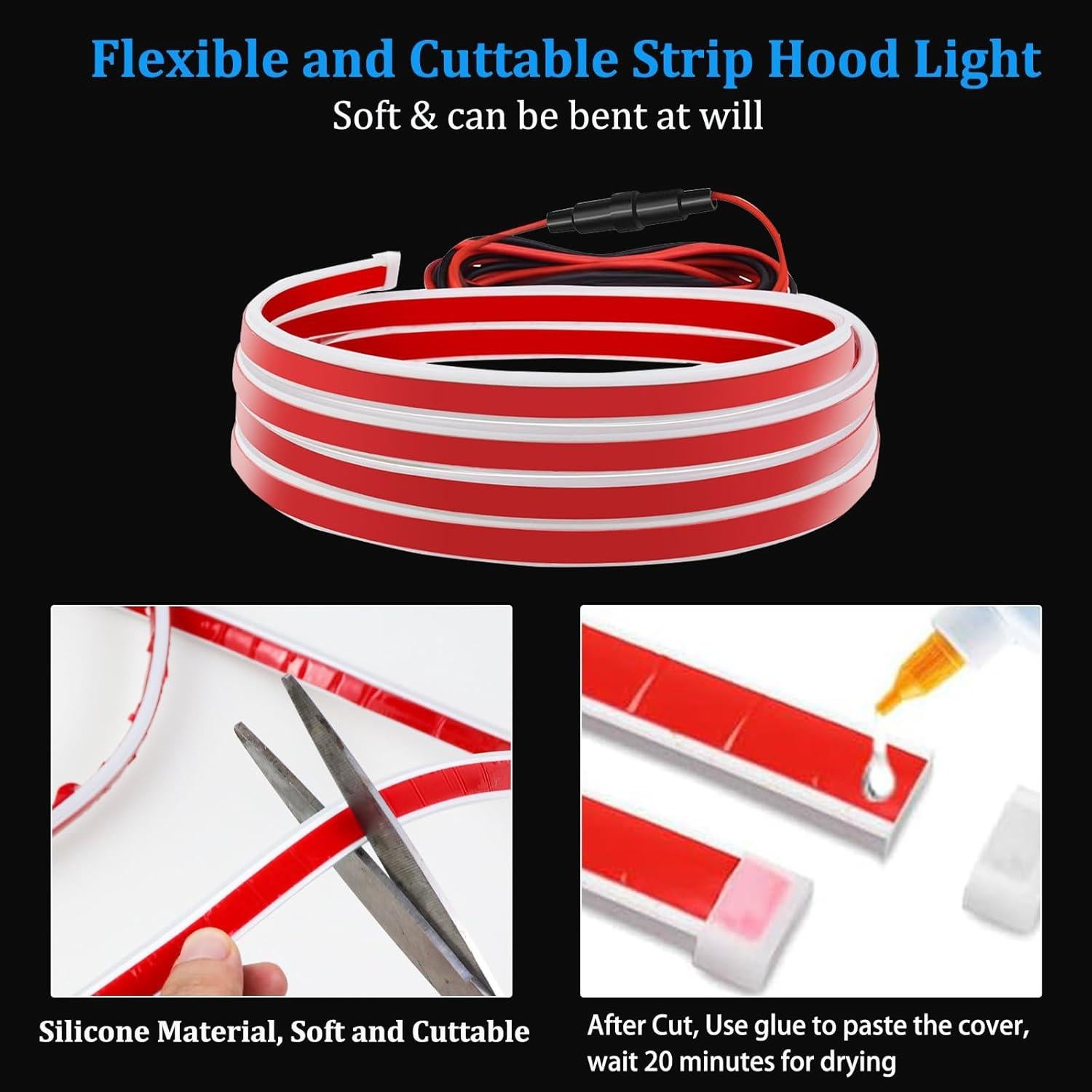 Tira de Luz LED YUGUANG 180 cm Blanca Impermeable para Capó