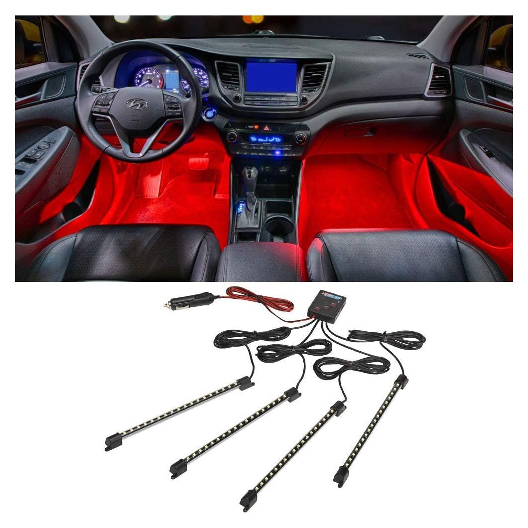 Kit de Iluminación LEDGlow 4pc Rojo para Interior de Autos