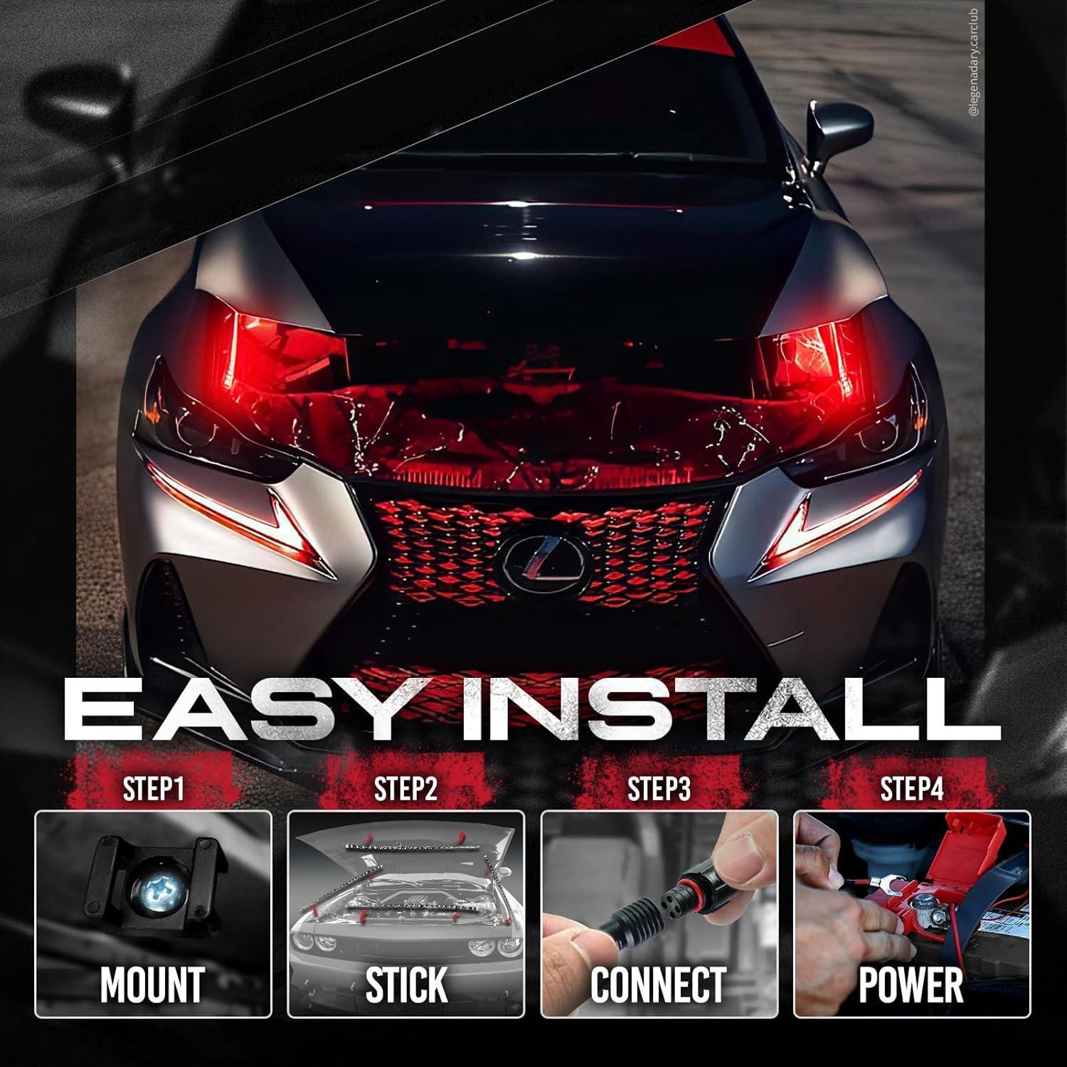 Kit de luces LED RGB OPT7 Aura para compartimento motor 4 tiras 30.48 cm