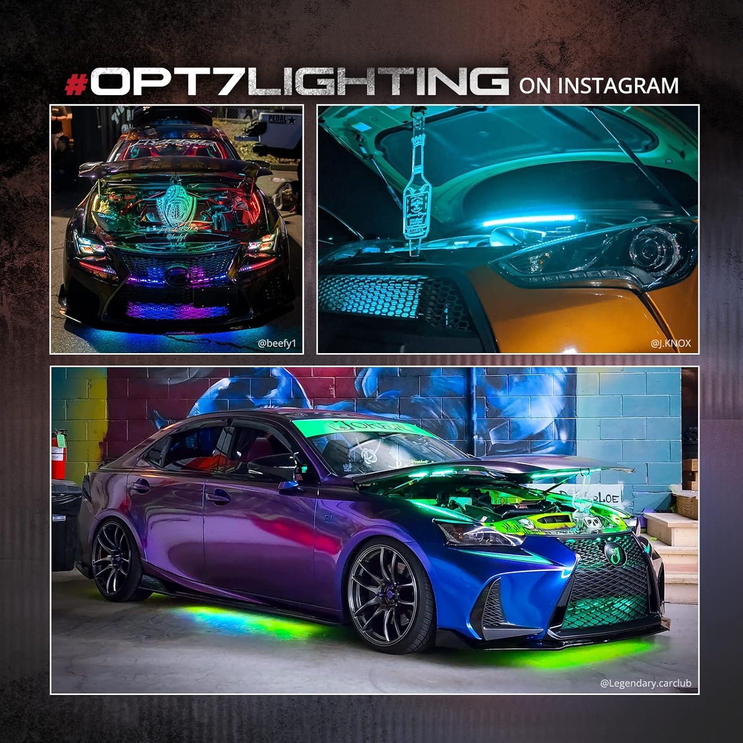 Kit de luces LED RGB OPT7 Aura para compartimento motor 4 tiras 30.48 cm