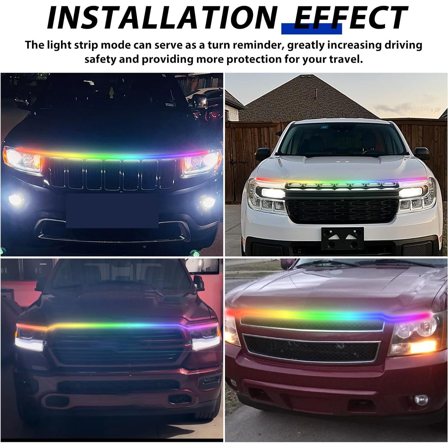 Tira de Luz LED RGB DEERMOTO 240 cm para Capó de Coche IP68