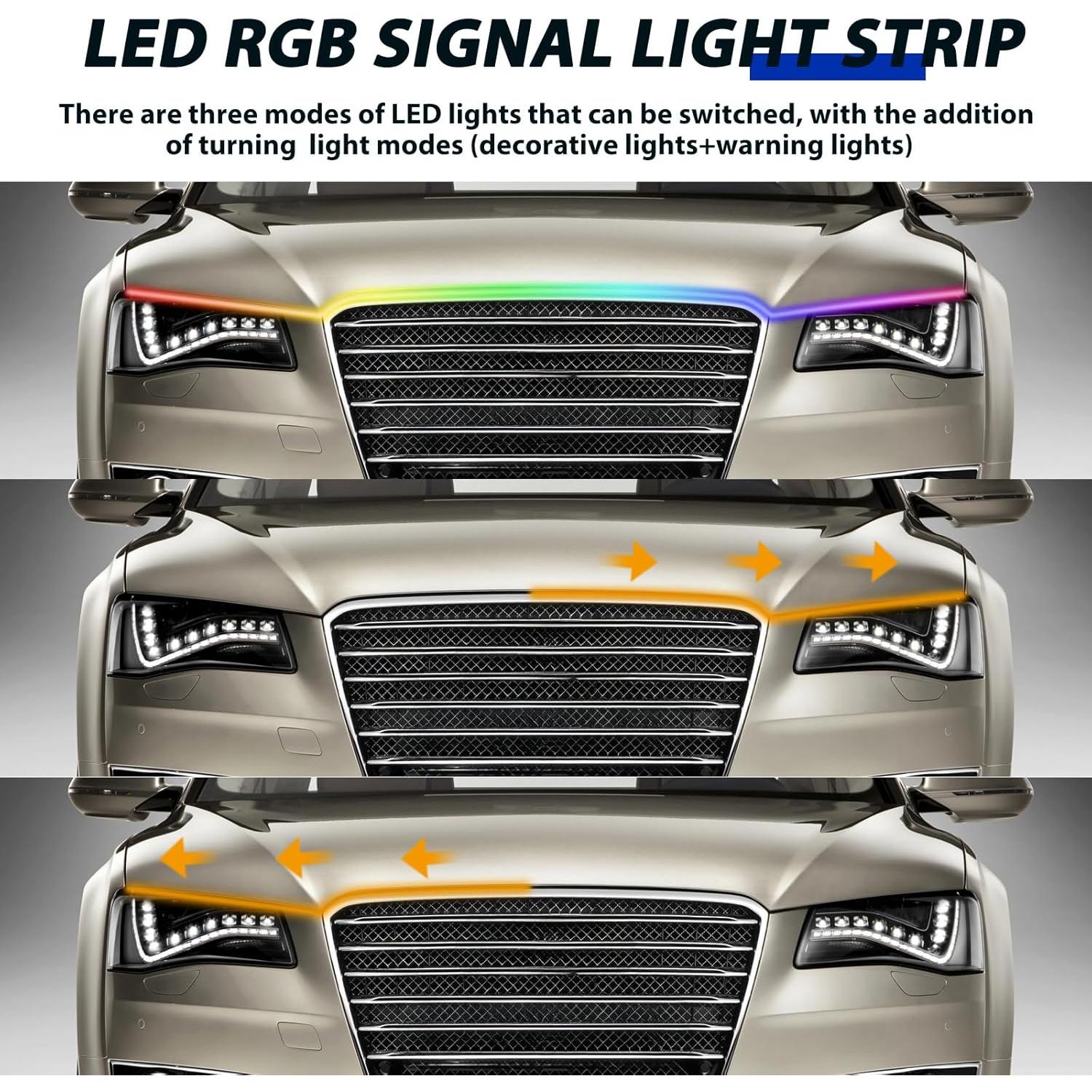 Tira de Luz LED RGB DEERMOTO 240 cm para Capó de Coche IP68