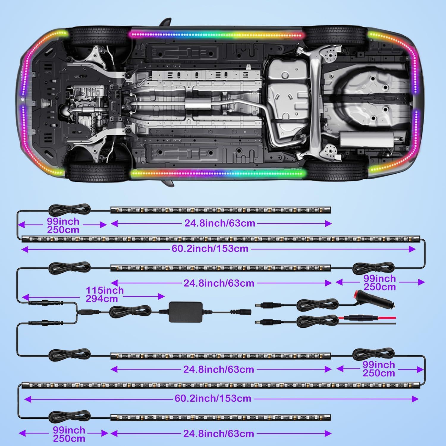 Luces LED Underglow Glowlendra YLCUL001 RGBIC 6 Pcs