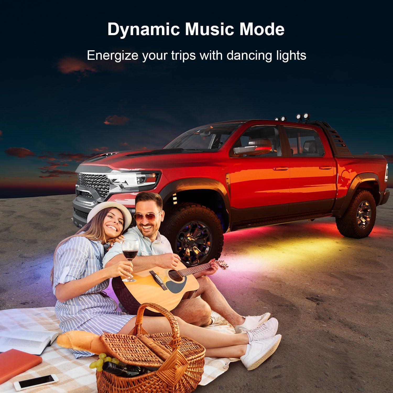 Luces LED Underglow Glowlendra YLCUL001 RGBIC 6 Pcs