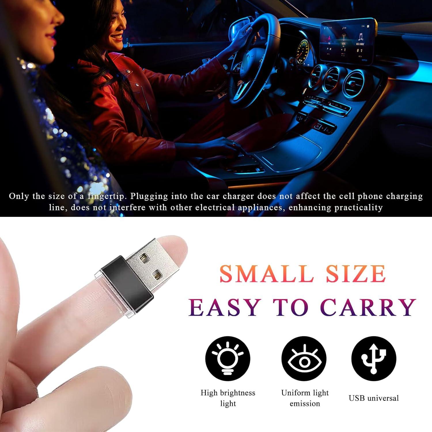 4 Lámparas LED USB para Interior de Coche Yourkar Púrpura