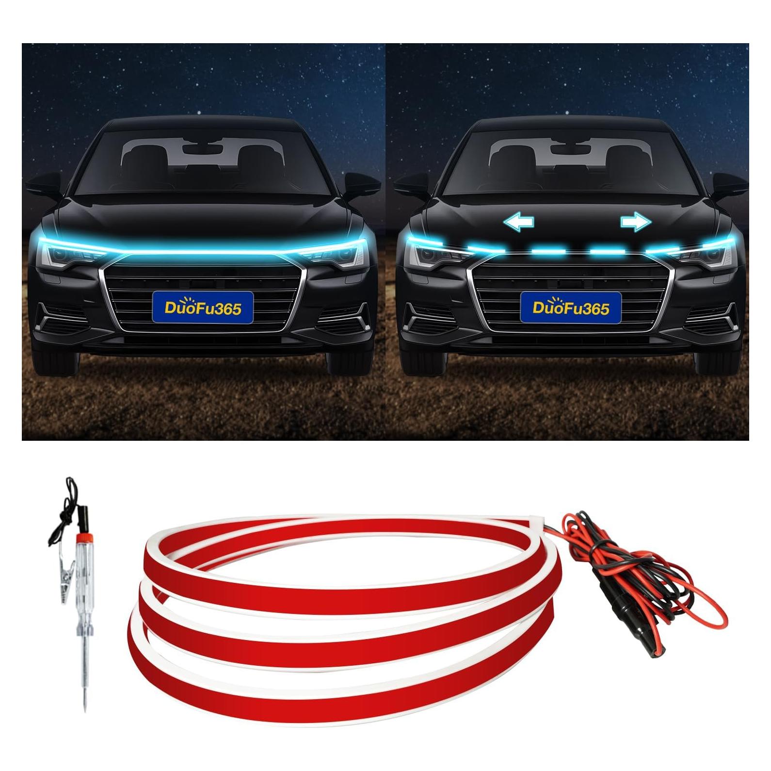 Tira LED de Capó DUOFU365 70 Pulgadas Azul Hielo Impermeable