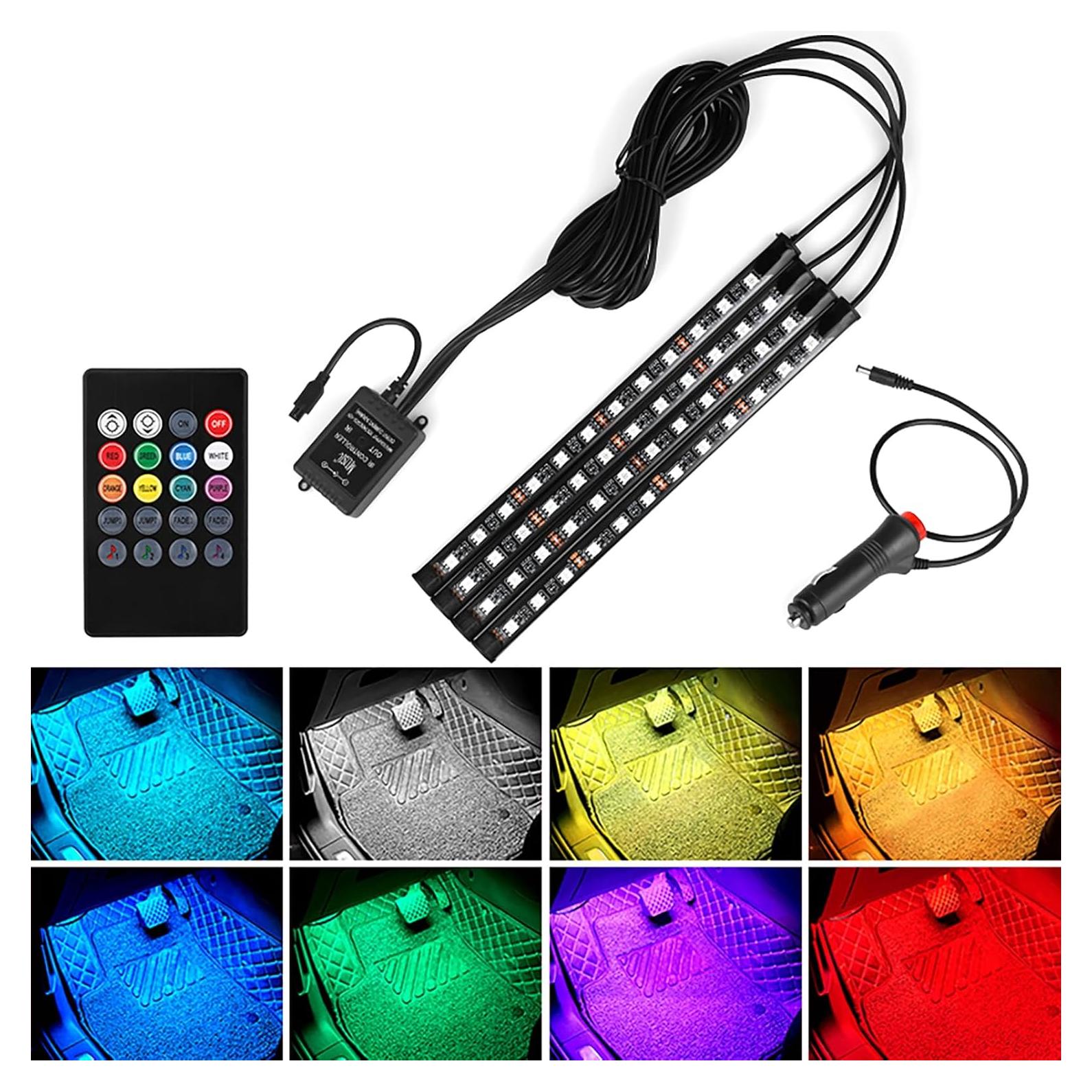Luces LED de tira Jdckehla para coche, 4 PCS multicolor