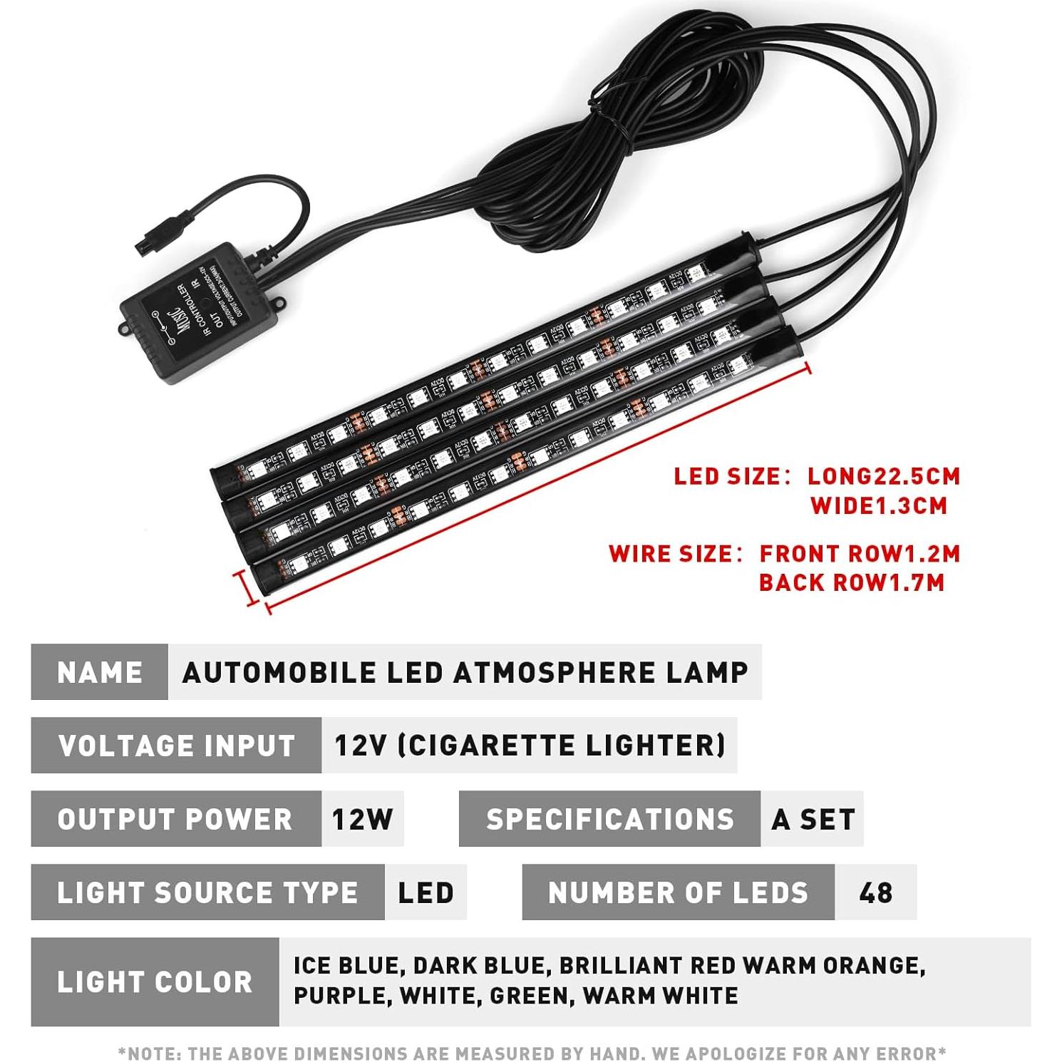 Luces LED de tira Jdckehla para coche, 4 PCS multicolor