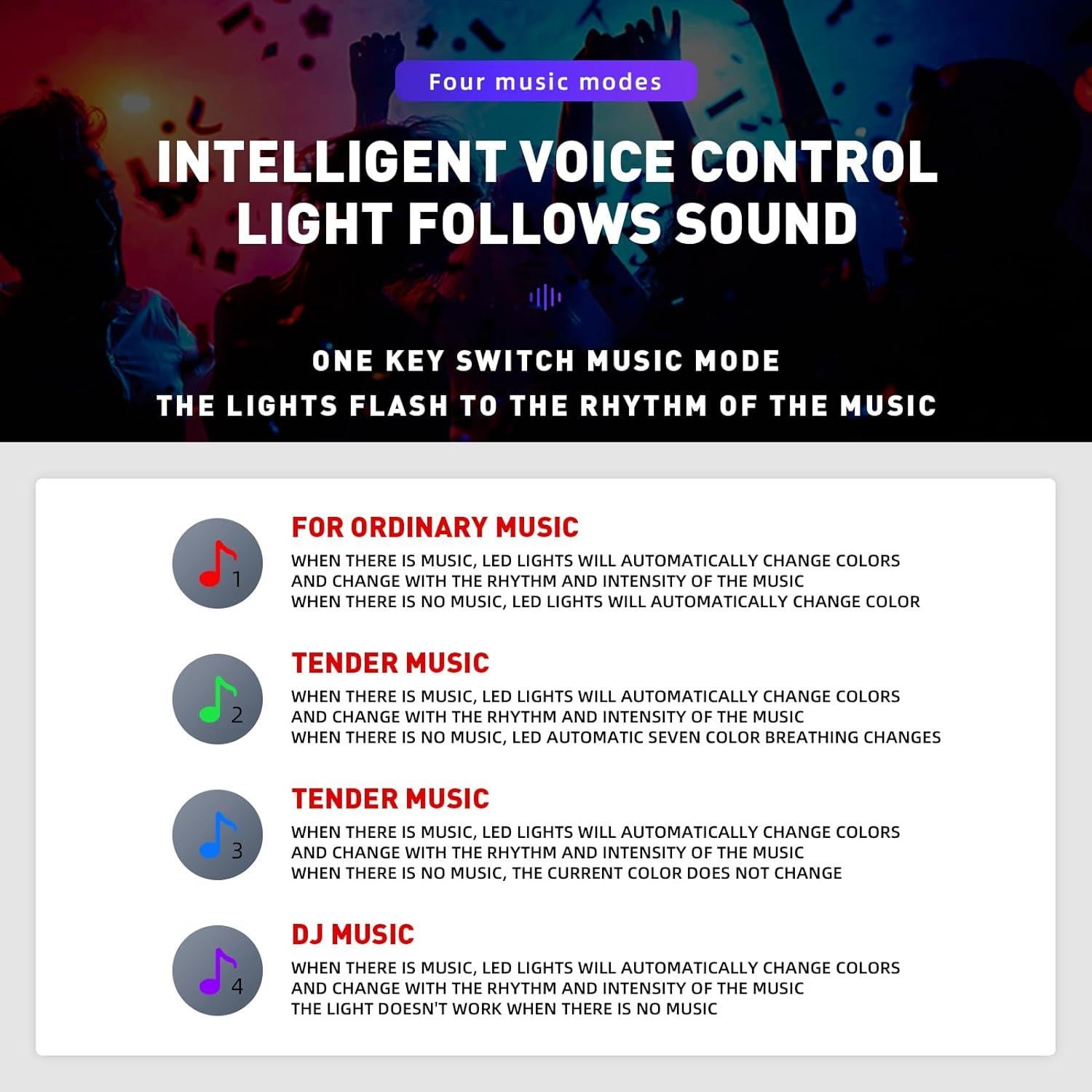 Luces LED de tira Jdckehla para coche, 4 PCS multicolor