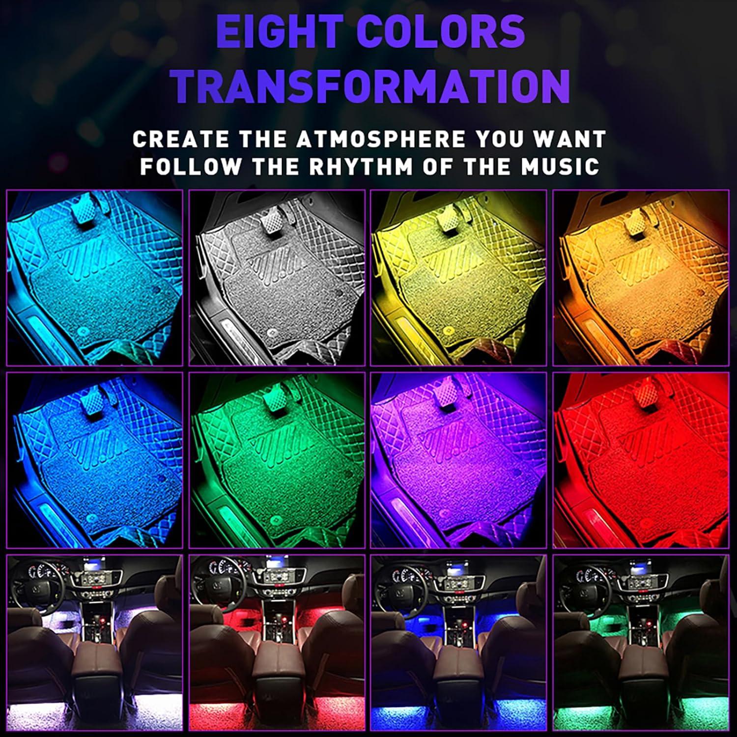 Luces LED de tira Jdckehla para coche, 4 PCS multicolor