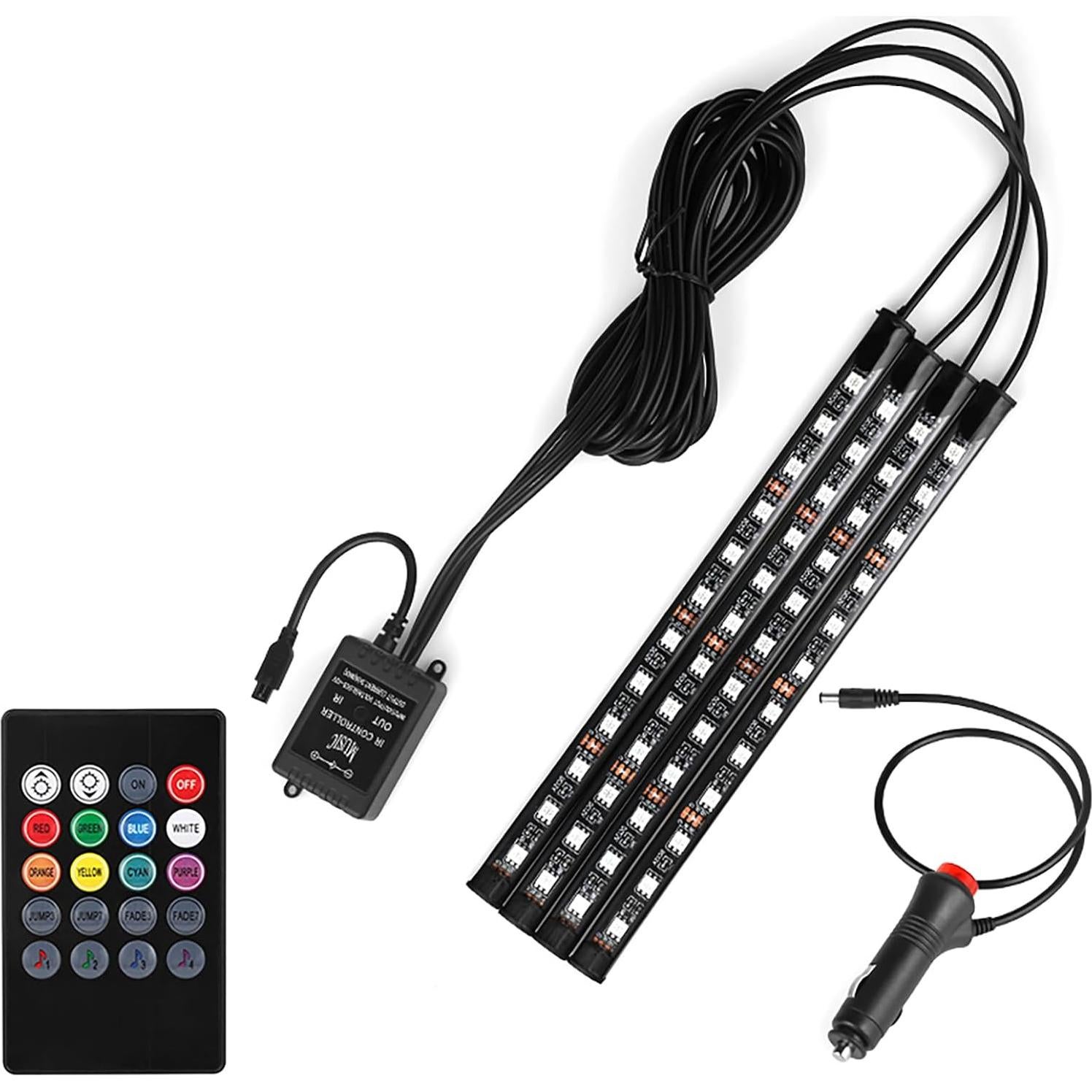 Luces LED de tira Jdckehla para coche, 4 PCS multicolor