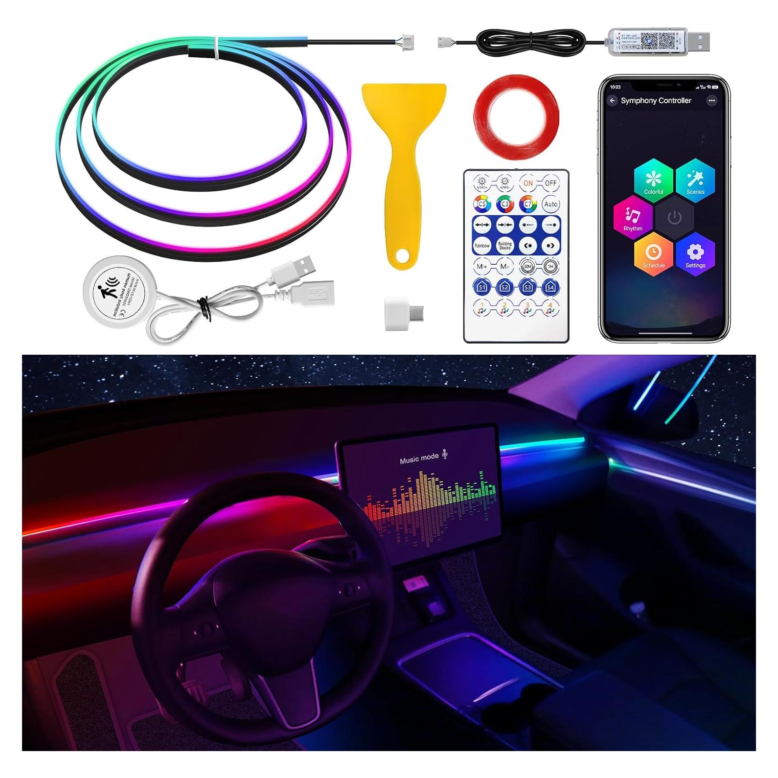 Tira de luz LED interior MAODANER 140 cm RGB con sensor