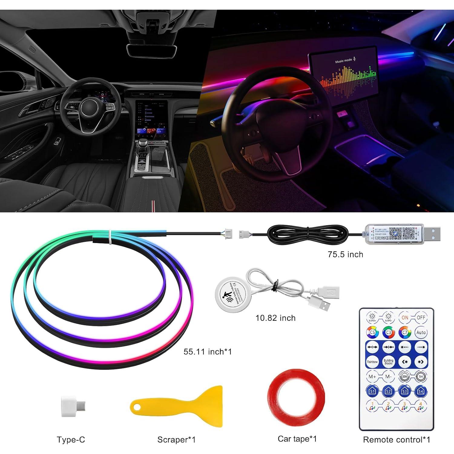 Tira de luz LED interior MAODANER 140 cm RGB con sensor