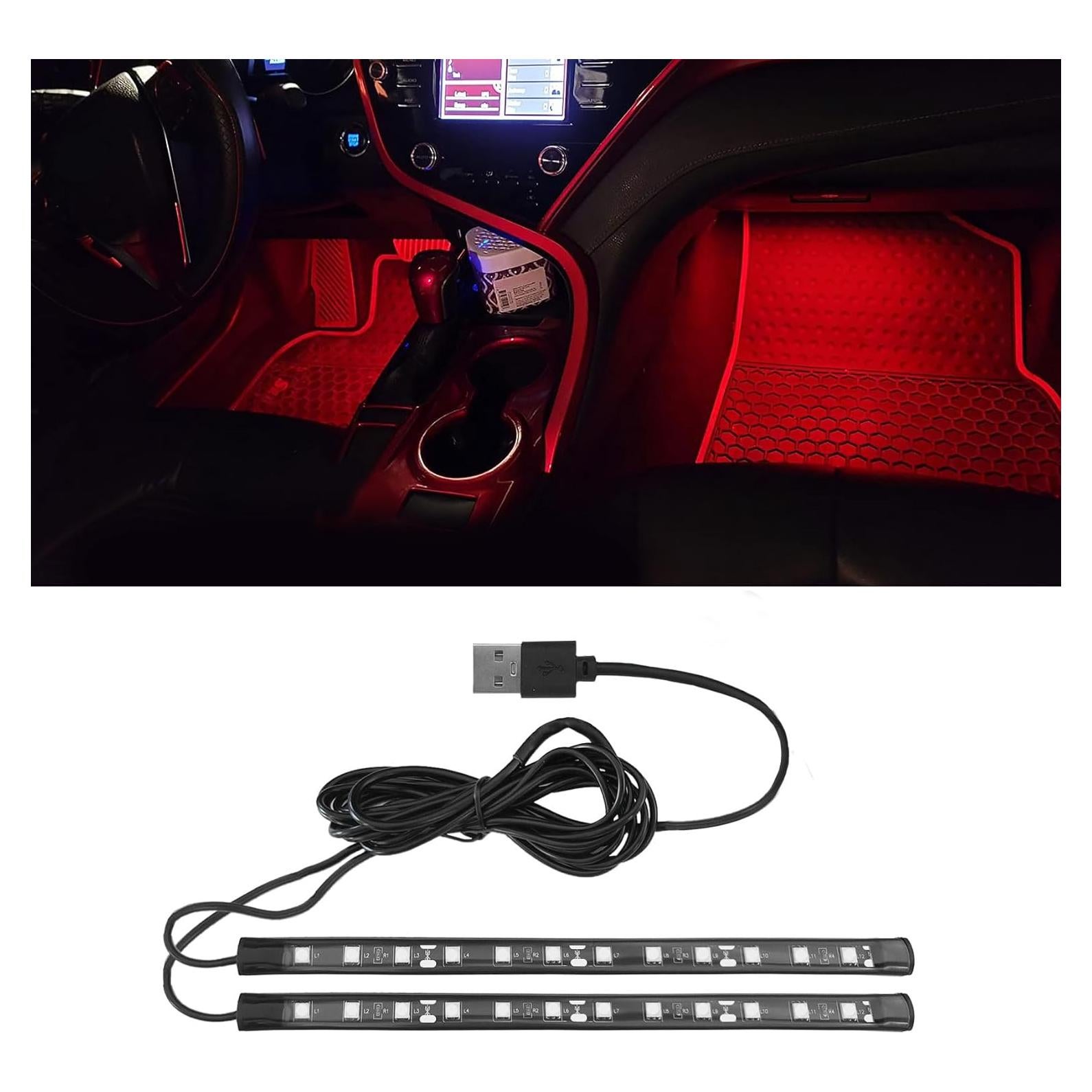 Tira de Luz LED Interior para Coche Tecledsn USB Rojo 12V