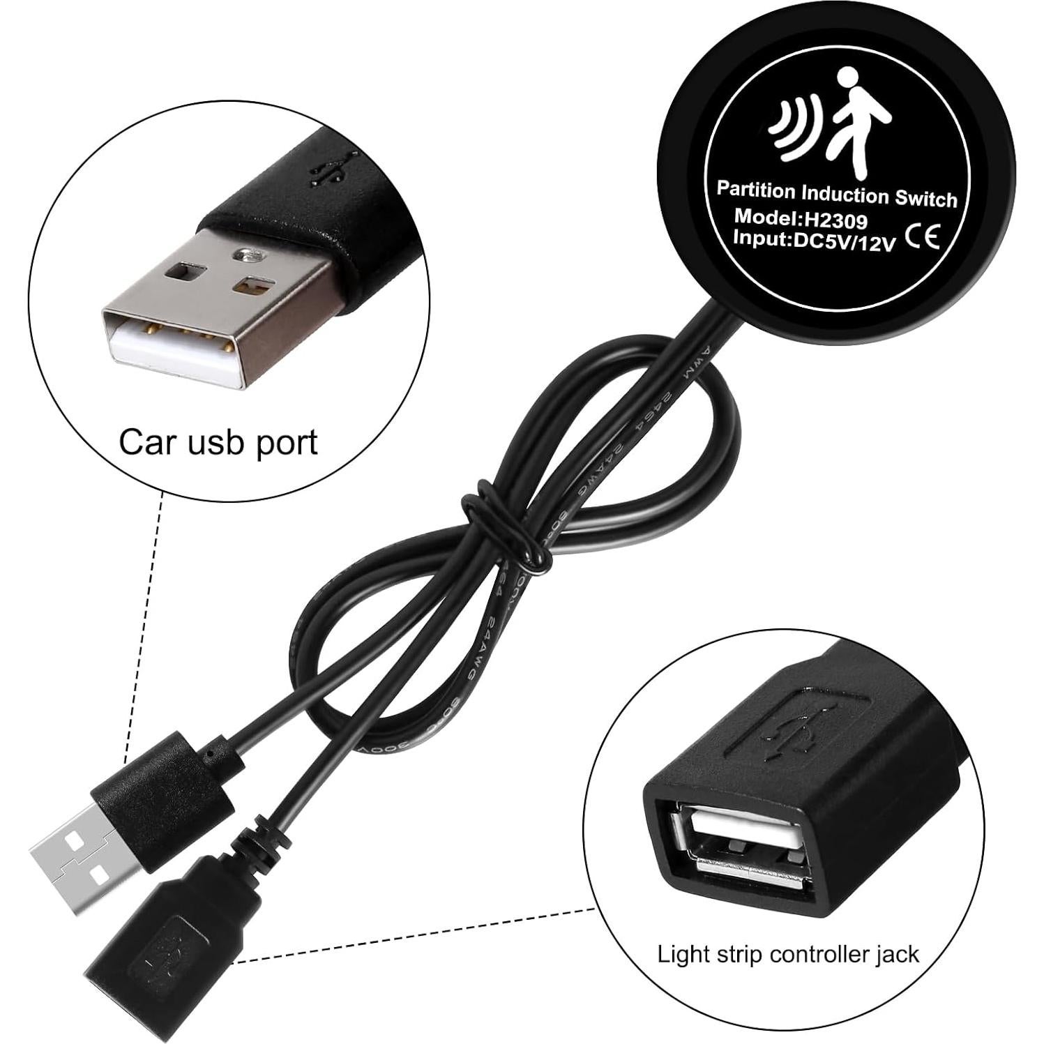 Luz LED de tira para coche MAODANER con sensor de movimiento