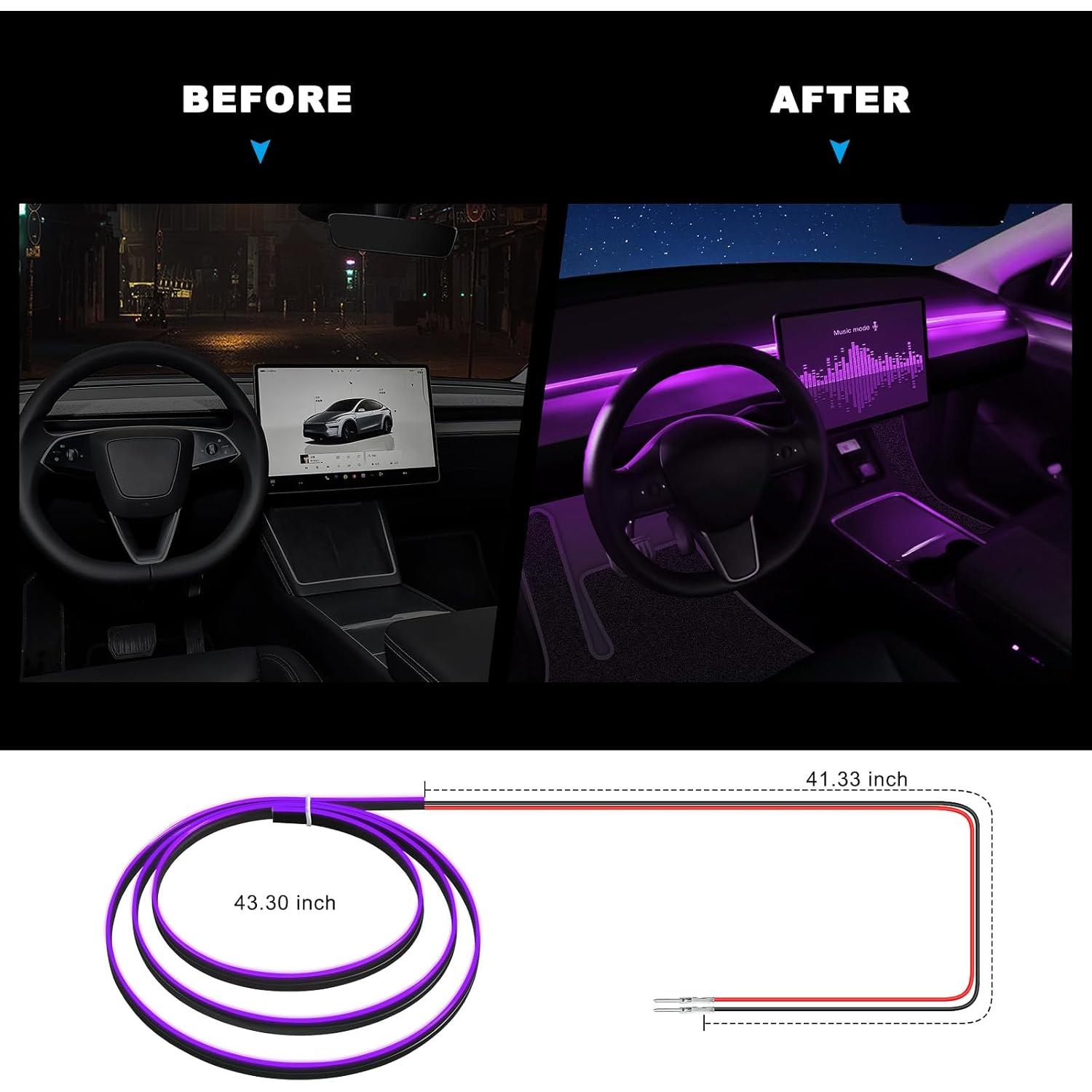 Tira de Luz LED Interior MAODANER 110CM Acrílico Púrpura